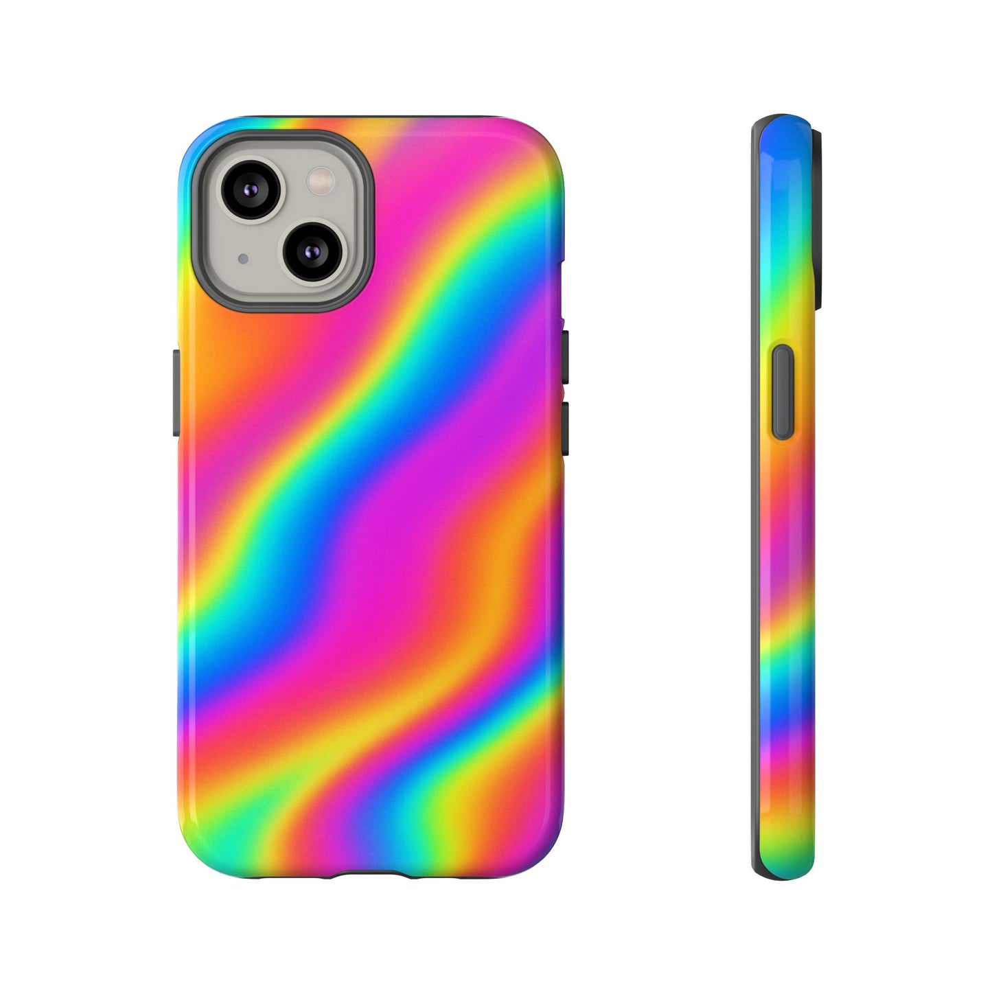 Rainbow Wavy Phone Case - Colorful Tough Cases for Stylish Protection, LGBTQ+ Pride Gift, Trendy Phone Accessory, Birthday, Holiday Present
