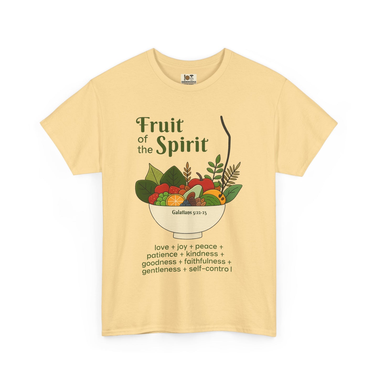 Spiritual Fruit Tee, Unisex Heavy Cotton Shirt, Motivational Gift for Christians, Faith Inspired Apparel, Kindness & Peace Shirt