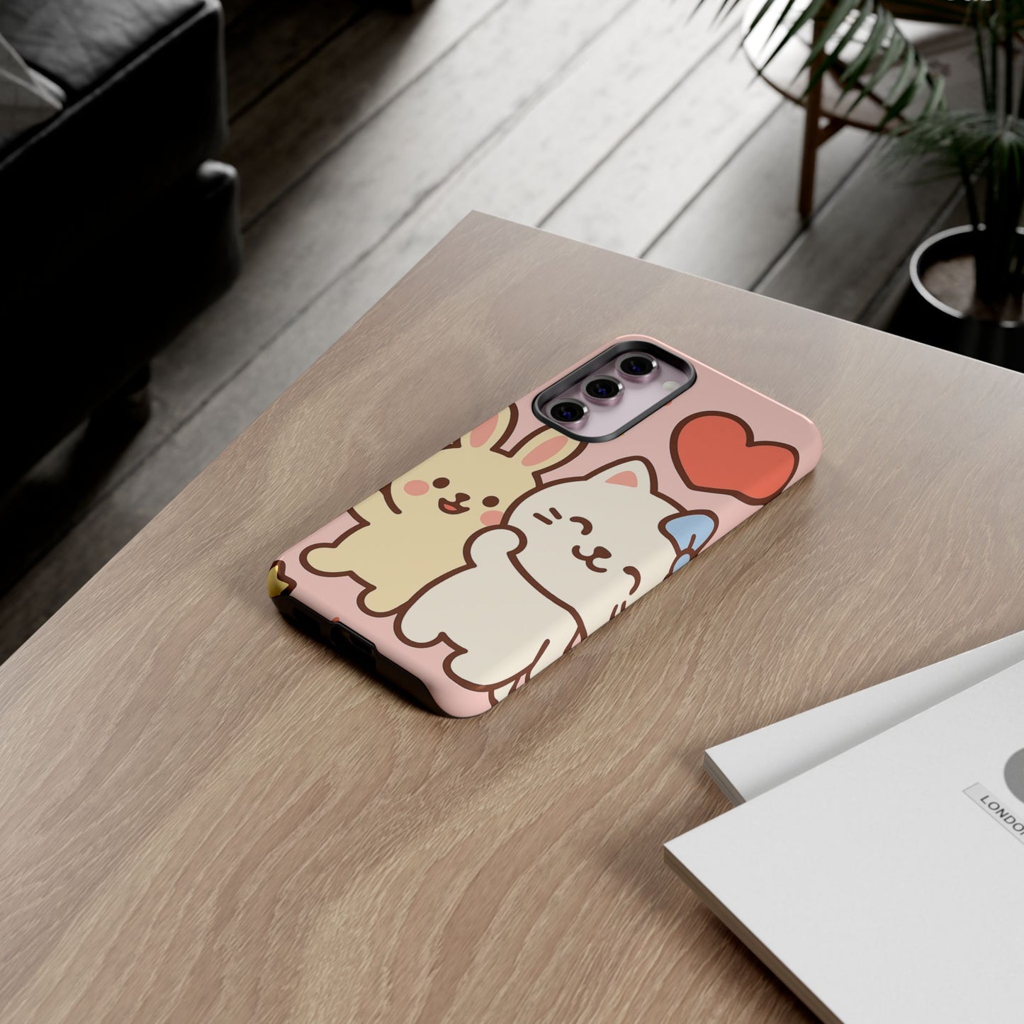 Cute Animal Phone Case -Tough Cases with Bunny and Cat Design, Kawaii Gift for Kids, Birthday, Everyday Use, Phone Accessories, teenage girl