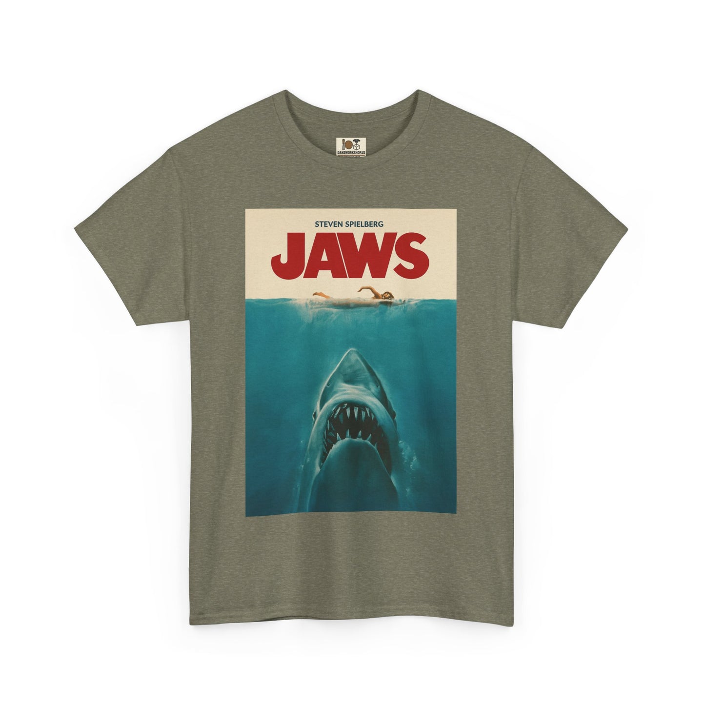 Jaws Unisex Heavy Cotton Tee, Vintage Movie Shirt, Shark Lover Gift, Ocean Theme Clothing, Summer Casual Wear
