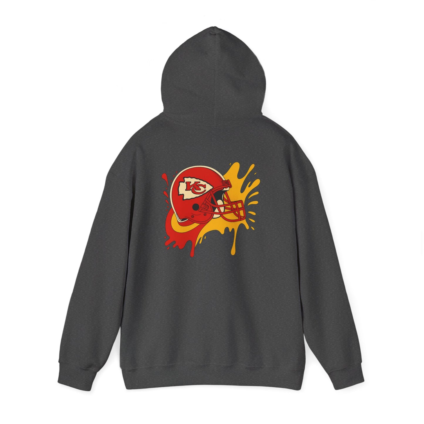 Sporty Graffiti Hoodie for Chiefs Fans, Versatile Streetwear, Perfect Gift for Game Day, Fashionable Fall Layer, Unisex Heavy Blend