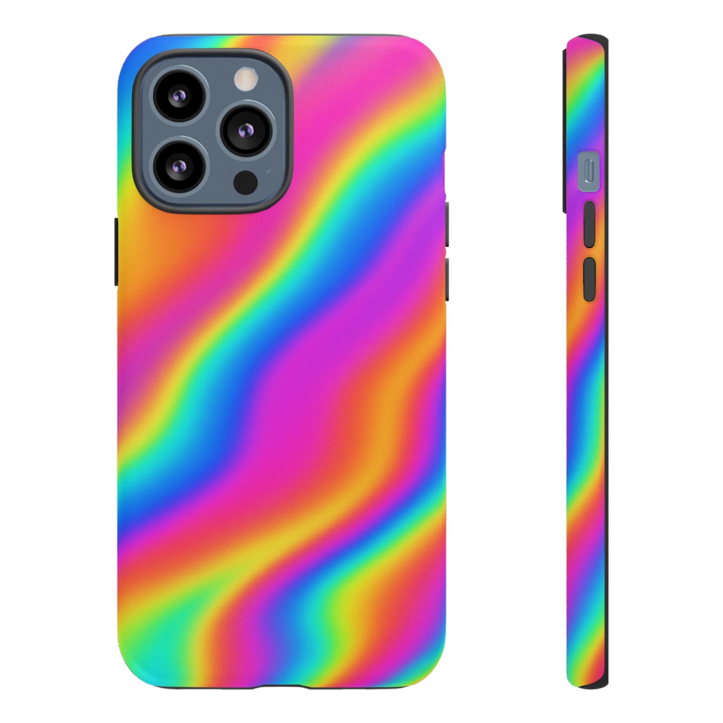 Rainbow Wavy Phone Case - Colorful Tough Cases for Stylish Protection, LGBTQ+ Pride Gift, Trendy Phone Accessory, Birthday, Holiday Present