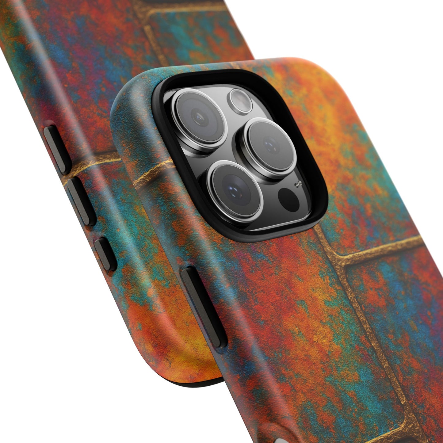 Colorful Textured Phone Case, Vibrant iPhone Cover, Tough Protective Shell, Unique Mobile Accessory, Artisan Phone Protection