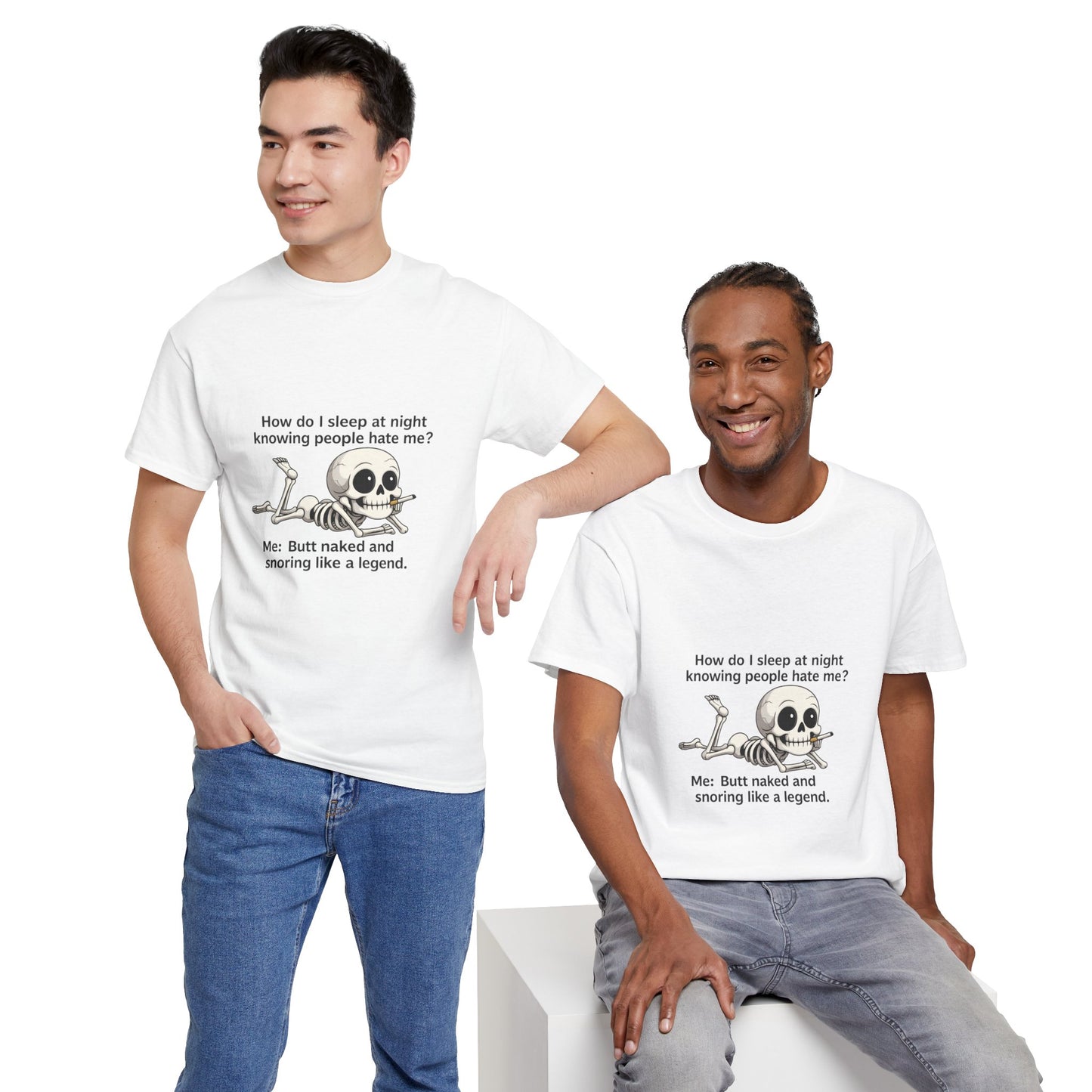 Funny Skeleton Tee, Humorous Cotton Shirt, Casual Unisex T-shirt, Gift for Friends, Halloween Apparel, Comfy Daily Wear