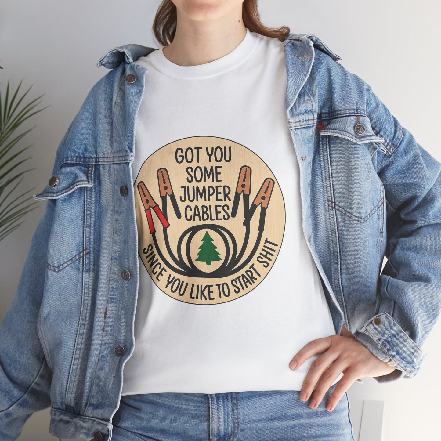 Humorous Jumper Cables Tee, Funny T-Shirt, Unisex Cotton Shirt, Gift for Car Lovers, Automotive Humor Apparel