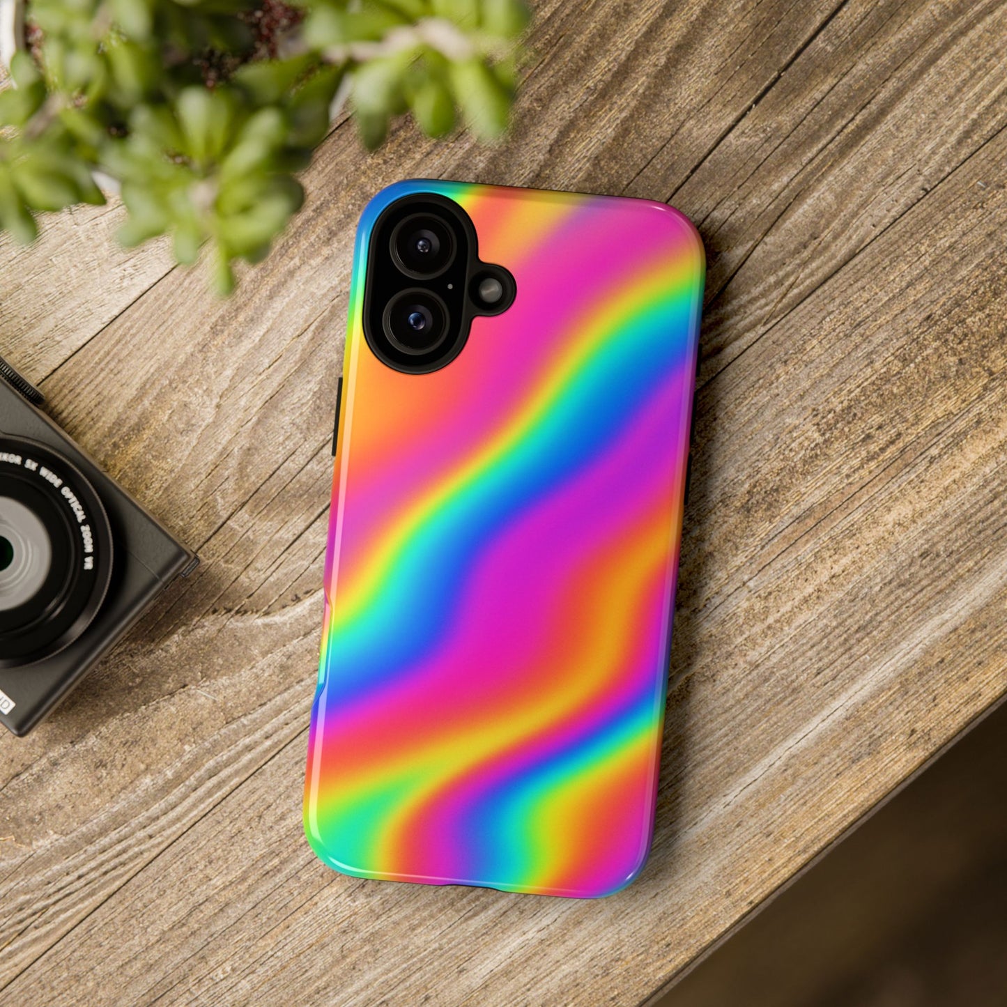 Rainbow Wavy Phone Case - Colorful Tough Cases for Stylish Protection, LGBTQ+ Pride Gift, Trendy Phone Accessory, Birthday, Holiday Present