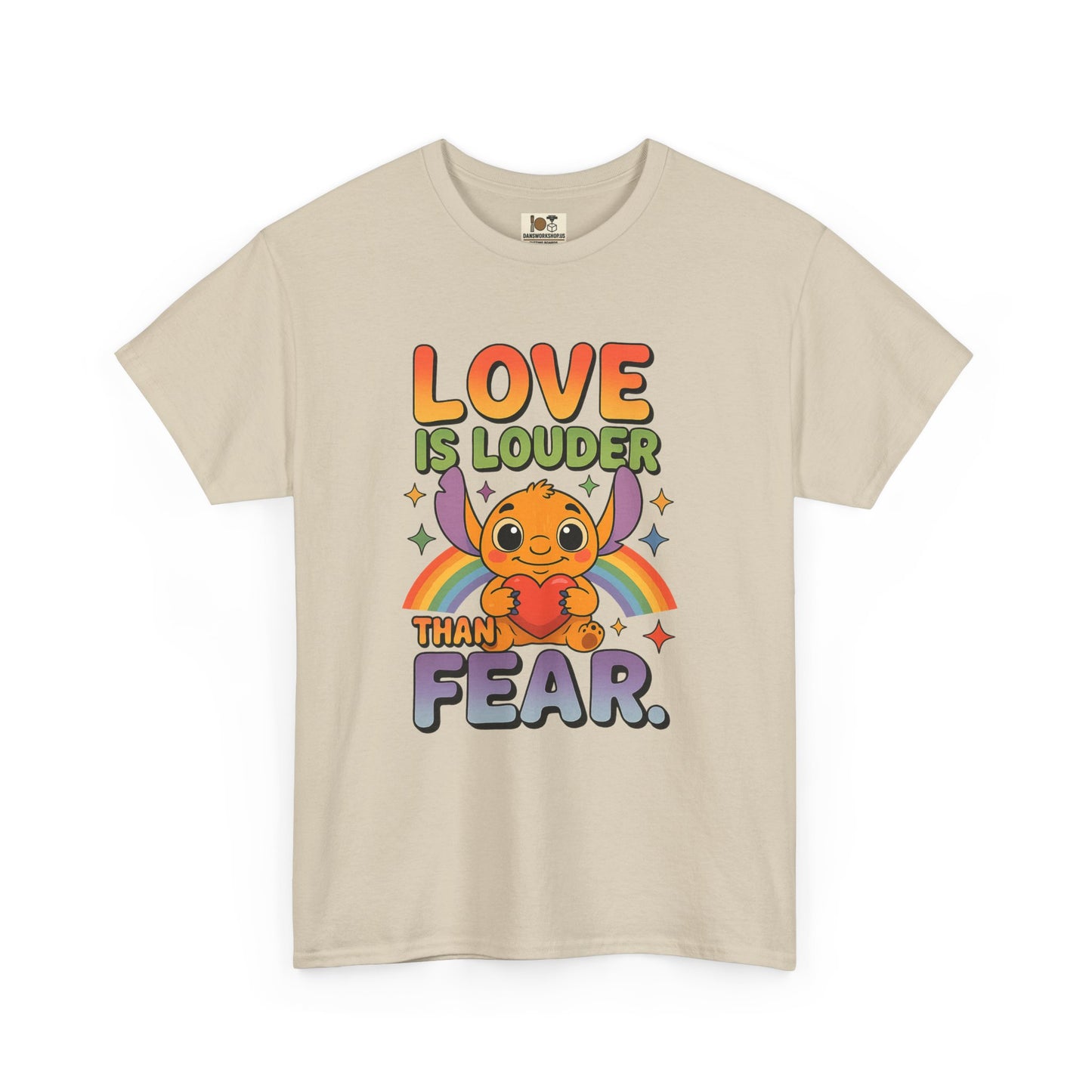Love is Louder Unisex Heavy Cotton Tee, Positive Vibes Shirt, Pride Apparel, Gift for Friends, Fearless Fashion, Rainbow Graphic Tee