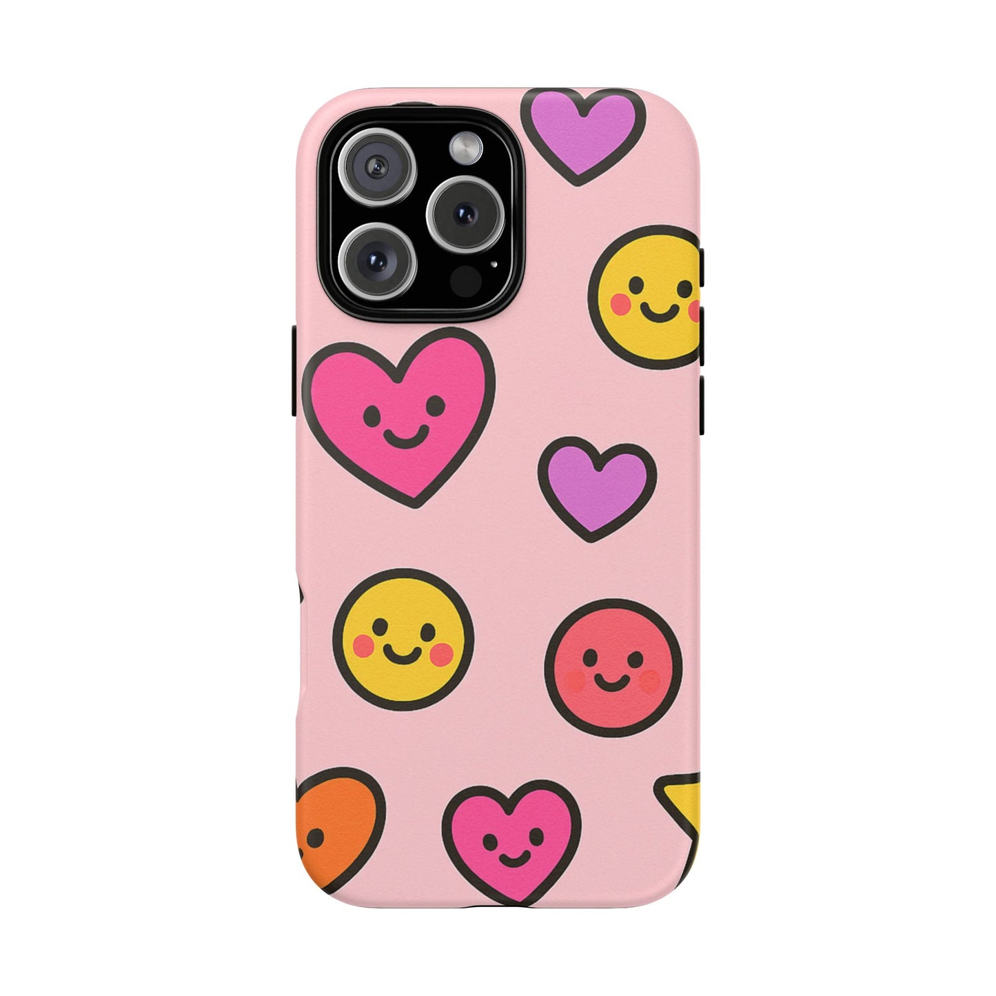 Cute Phone Case with Smiley Faces and Hearts, Fun Gift for Kids and Teens, Cellphone Protector, Birthday Present, Cute Accessories