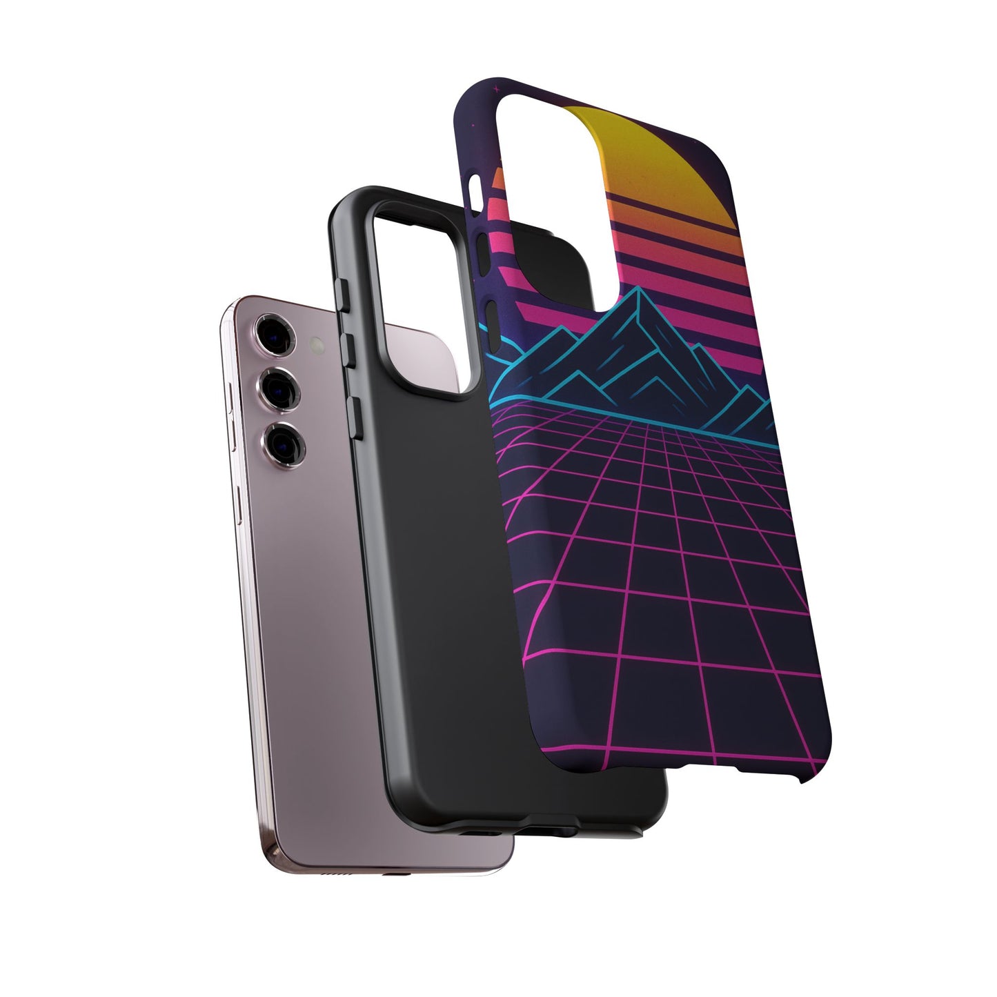 Retro Sunset Phone Case, Vintage Neon Case, 80s Aesthetic Cover, Gift for Tech Lovers, Unique Phone Accessories