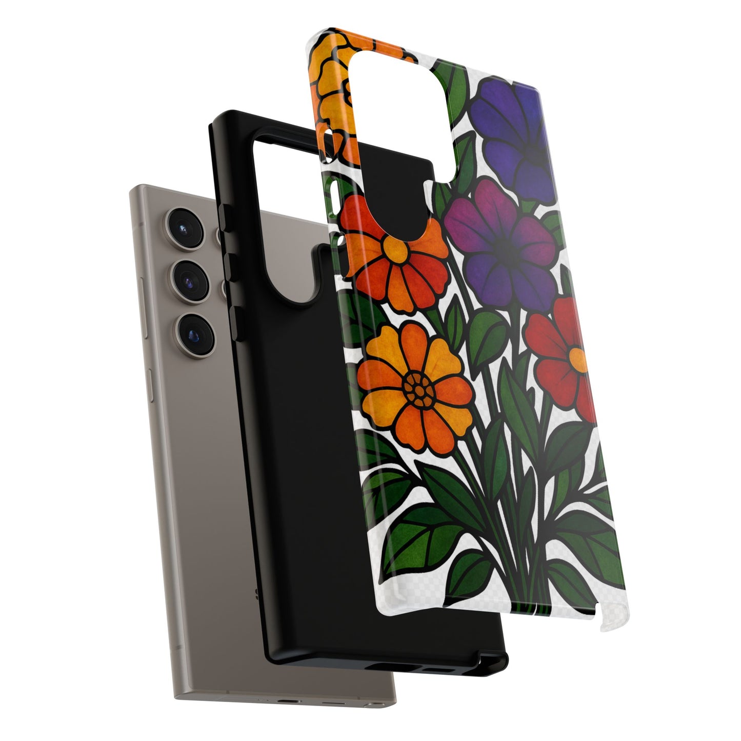 Floral Phone Case, Tough Cases with Colorful Flower Design, Gift for Flower Lovers, Summer Accessories, Trendy Phone Cover