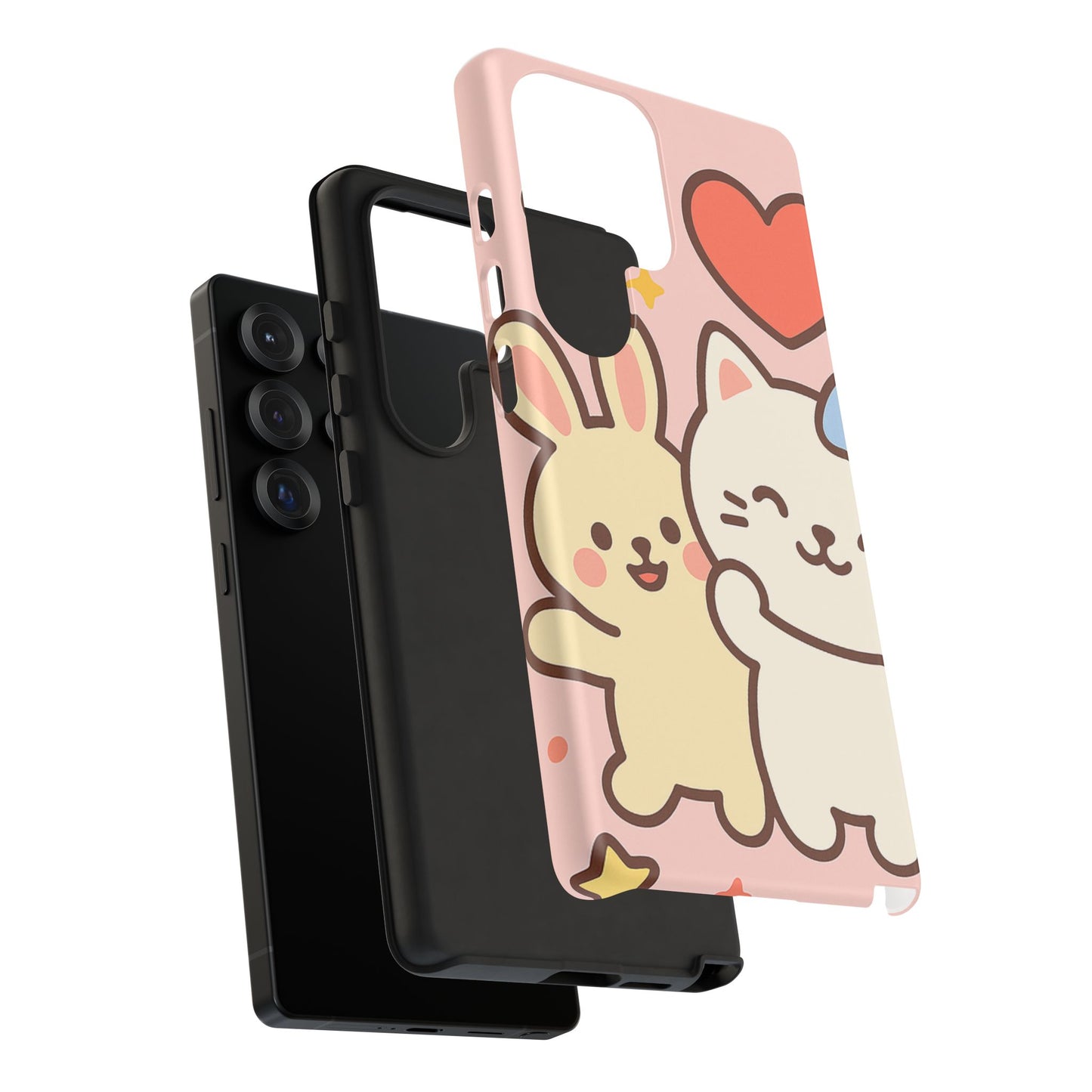Cute Animal Phone Case -Tough Cases with Bunny and Cat Design, Kawaii Gift for Kids, Birthday, Everyday Use, Phone Accessories, teenage girl
