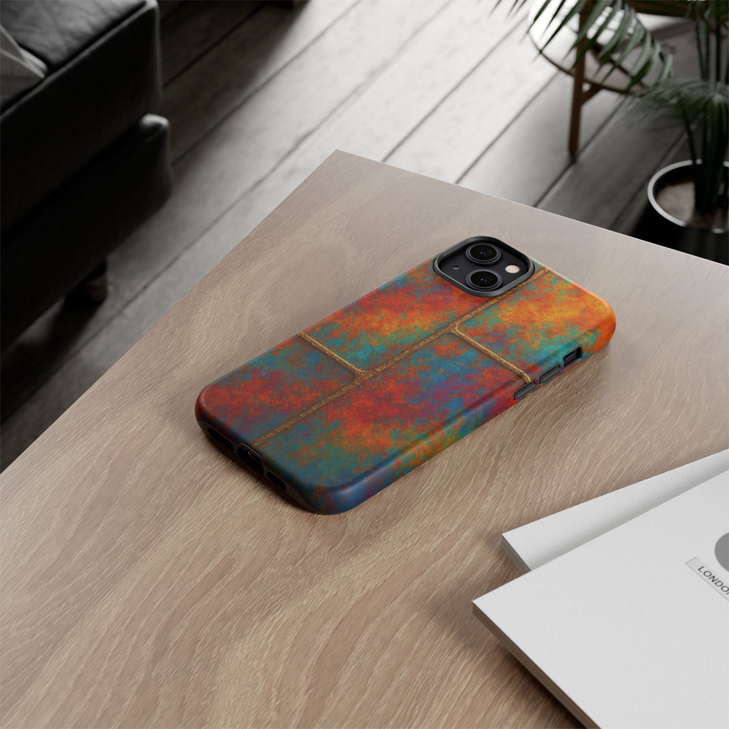 Colorful Textured Phone Case, Vibrant iPhone Cover, Tough Protective Shell, Unique Mobile Accessory, Artisan Phone Protection