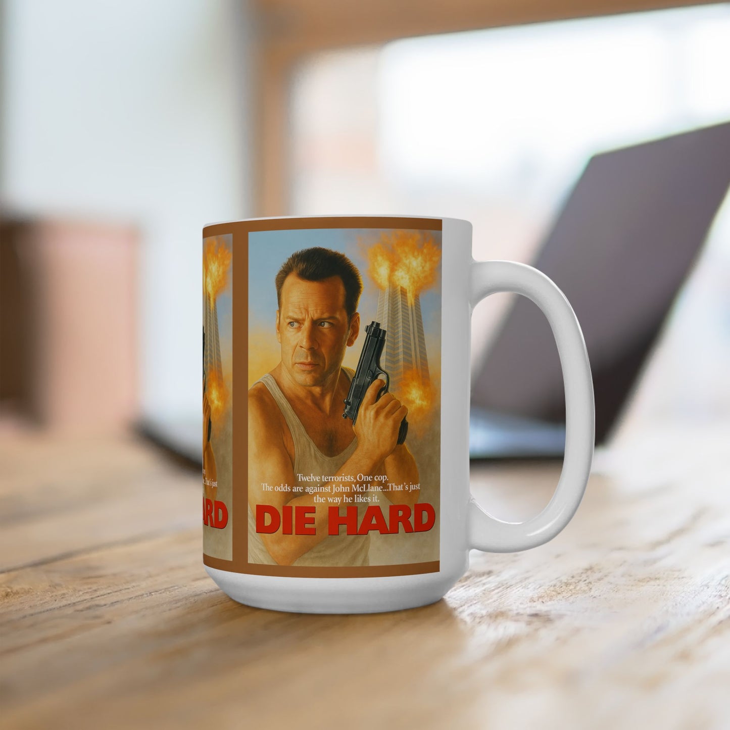 Die Hard Ceramic Mug - Retro Movie Gift, Coffee Lover's Mug, Unique Kitchen Decor, Die Hard Fan Gift, Pop Culture Collectible
