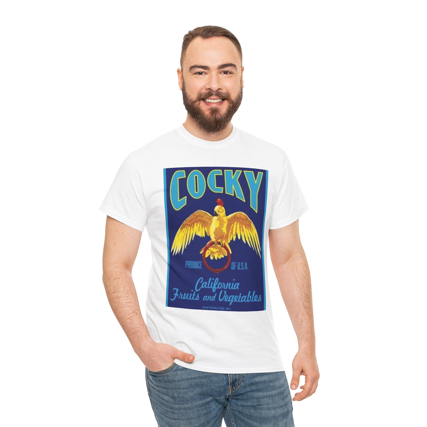 Vintage-Inspired Cocky Tee, Retro Graphic Tee, Casual Unisex Shirt, Gift for Bird Lovers, Summer Style Top, Nostalgic Clothes