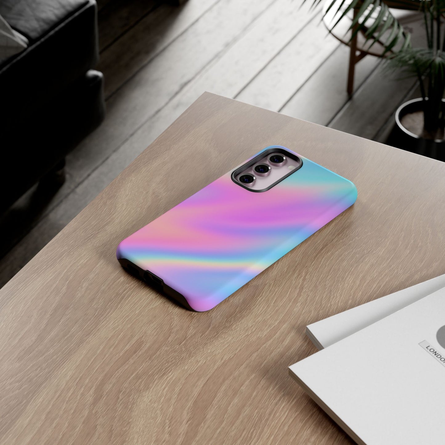 Colorful Holographic Phone Case, Tough Cases for iPhone, Trendy Phone Cover, Unique Gift for Her, Pastel Phone Accessory