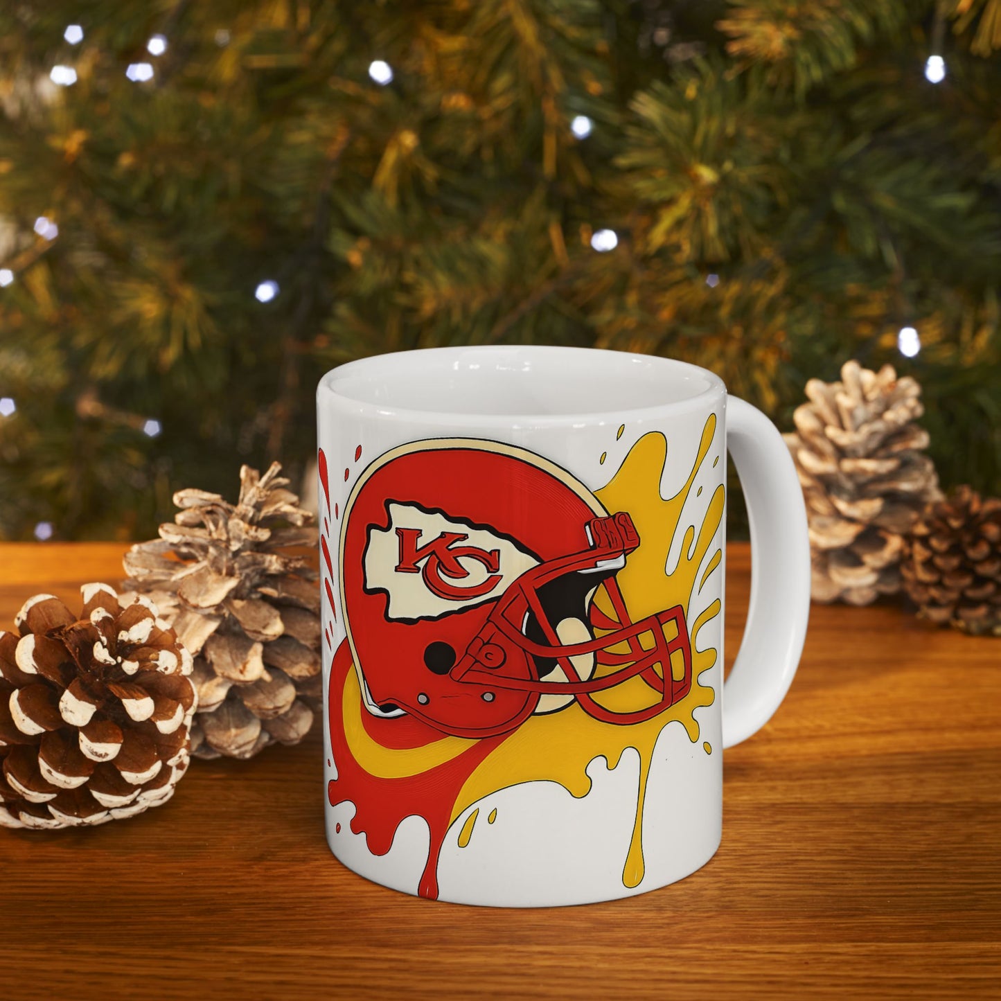Kansas City Football Mug, Team Spirit Coffee Cup, Sports Fan Gift, NFL Ceramics, Game Day Mug, Red and Gold Design