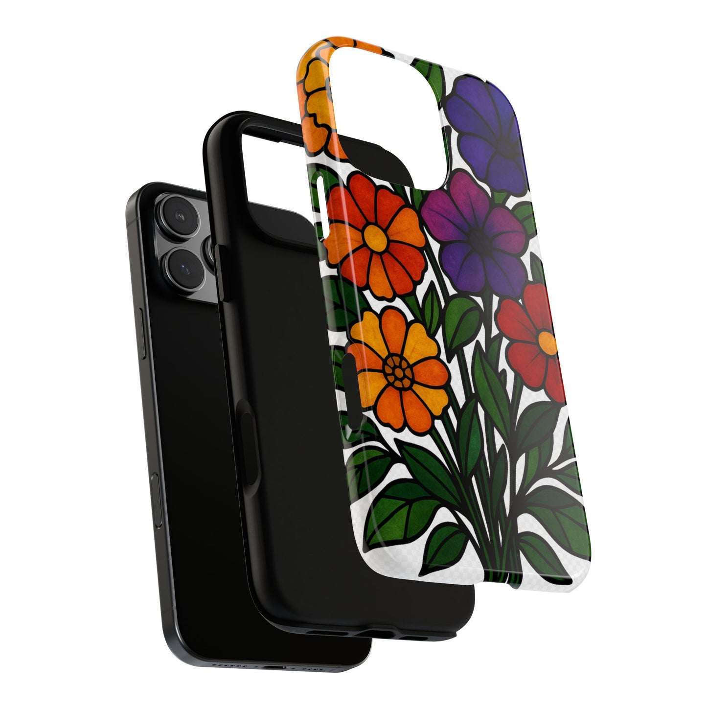 Floral Phone Case, Tough Cases with Colorful Flower Design, Gift for Flower Lovers, Summer Accessories, Trendy Phone Cover
