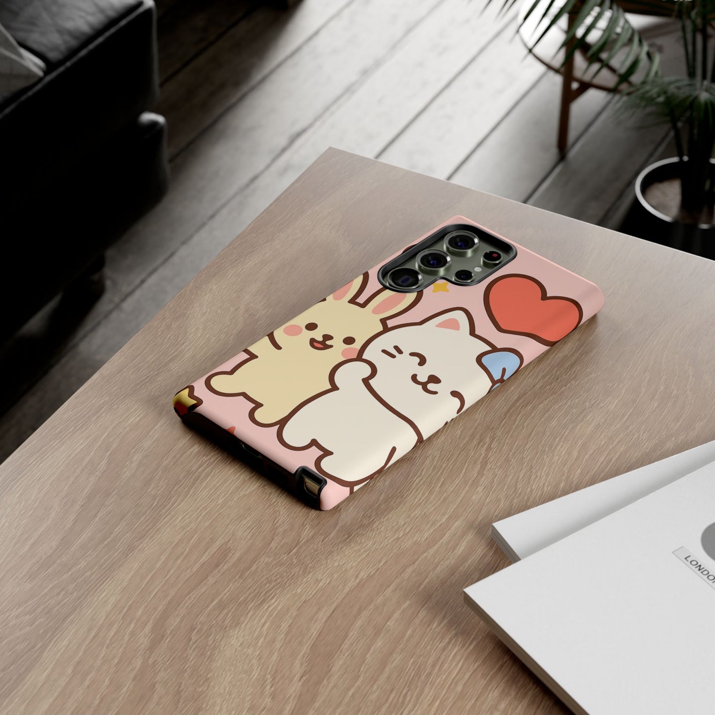 Cute Animal Phone Case -Tough Cases with Bunny and Cat Design, Kawaii Gift for Kids, Birthday, Everyday Use, Phone Accessories, teenage girl