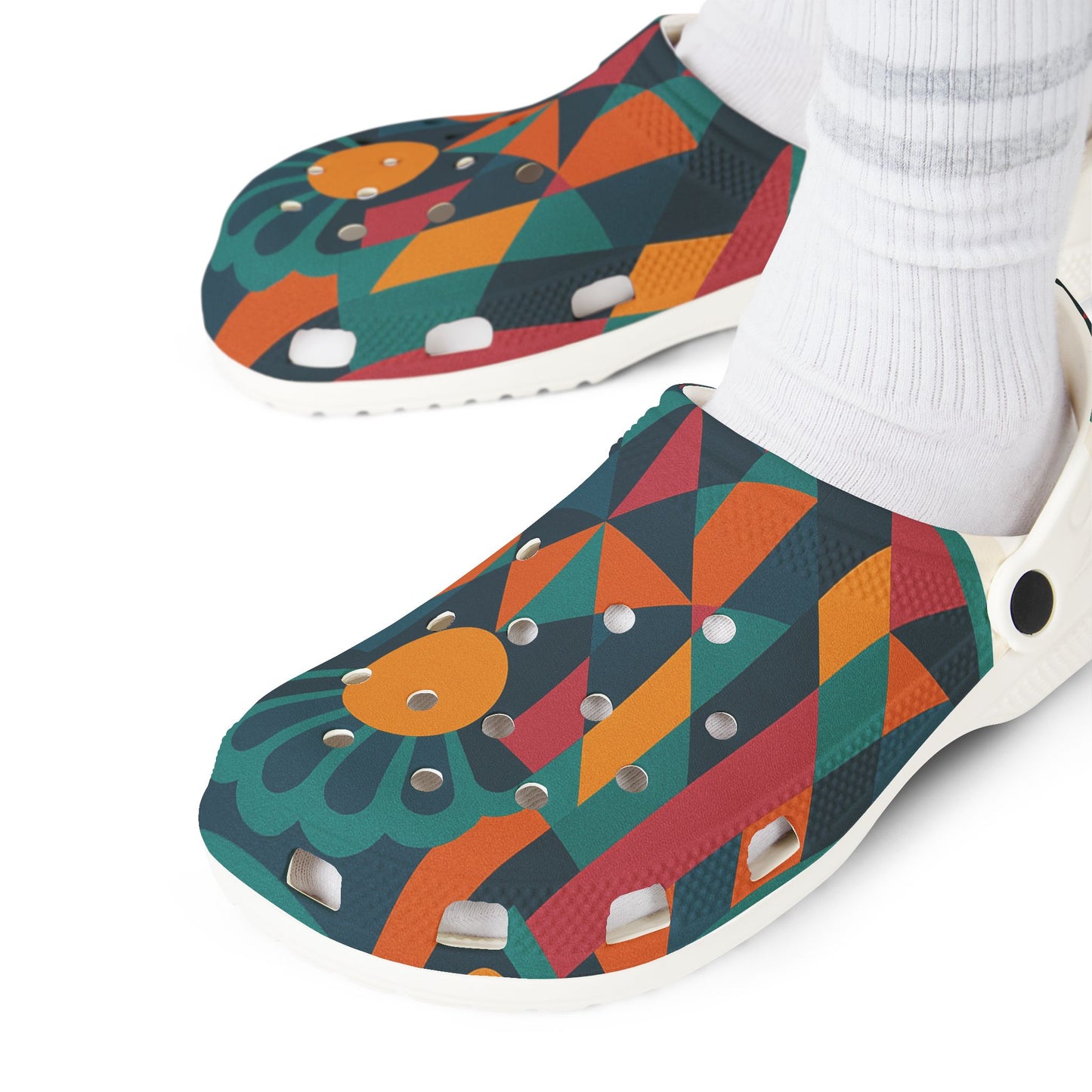 Vibrant Patterned Clogs - Fun EVA Foam Shoes for Comfort and Style, Summer Footwear, Festival Shoes, Colorful Garden Clogs, Unique Slide Ons
