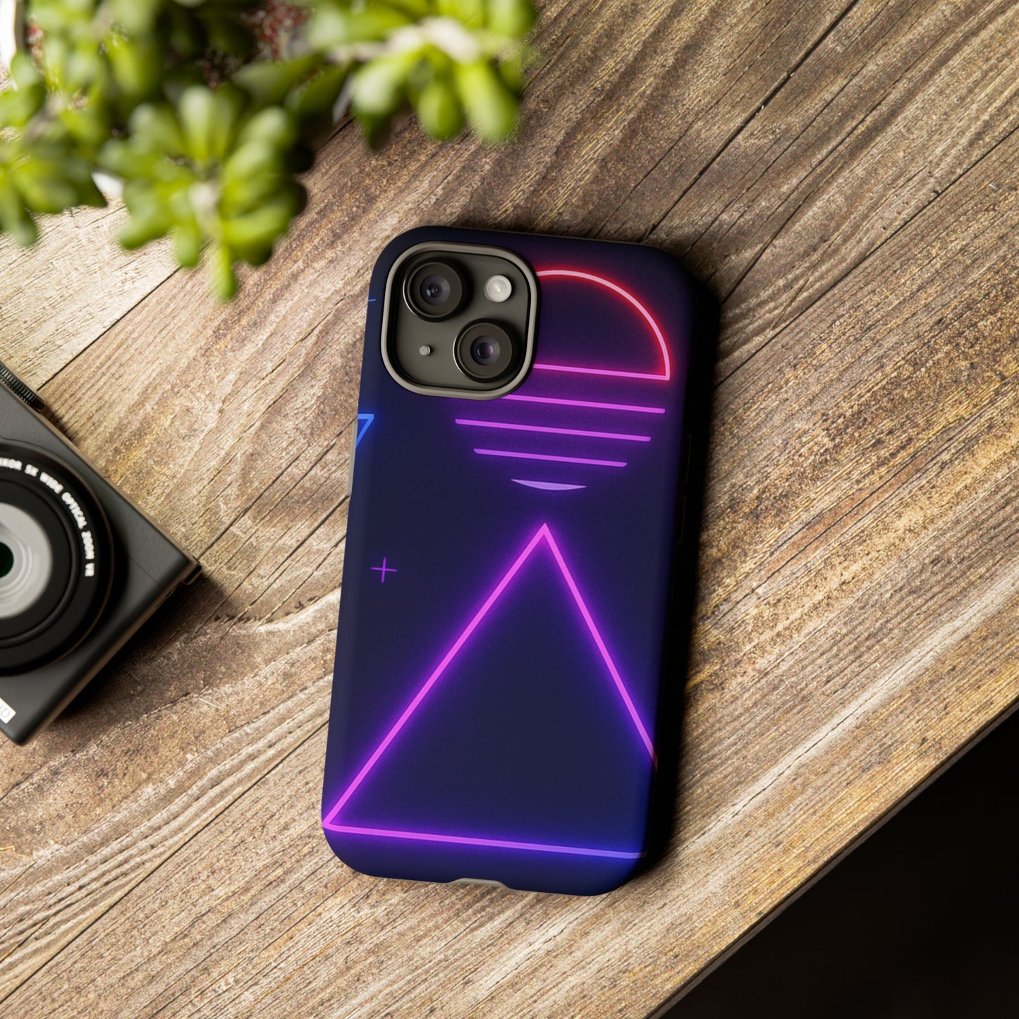 Retro Neon Phone Case, Tough Cases for iPhone, 80s Aesthetic Phone Cover, Abstract Neon Design, Gift for Tech Lovers