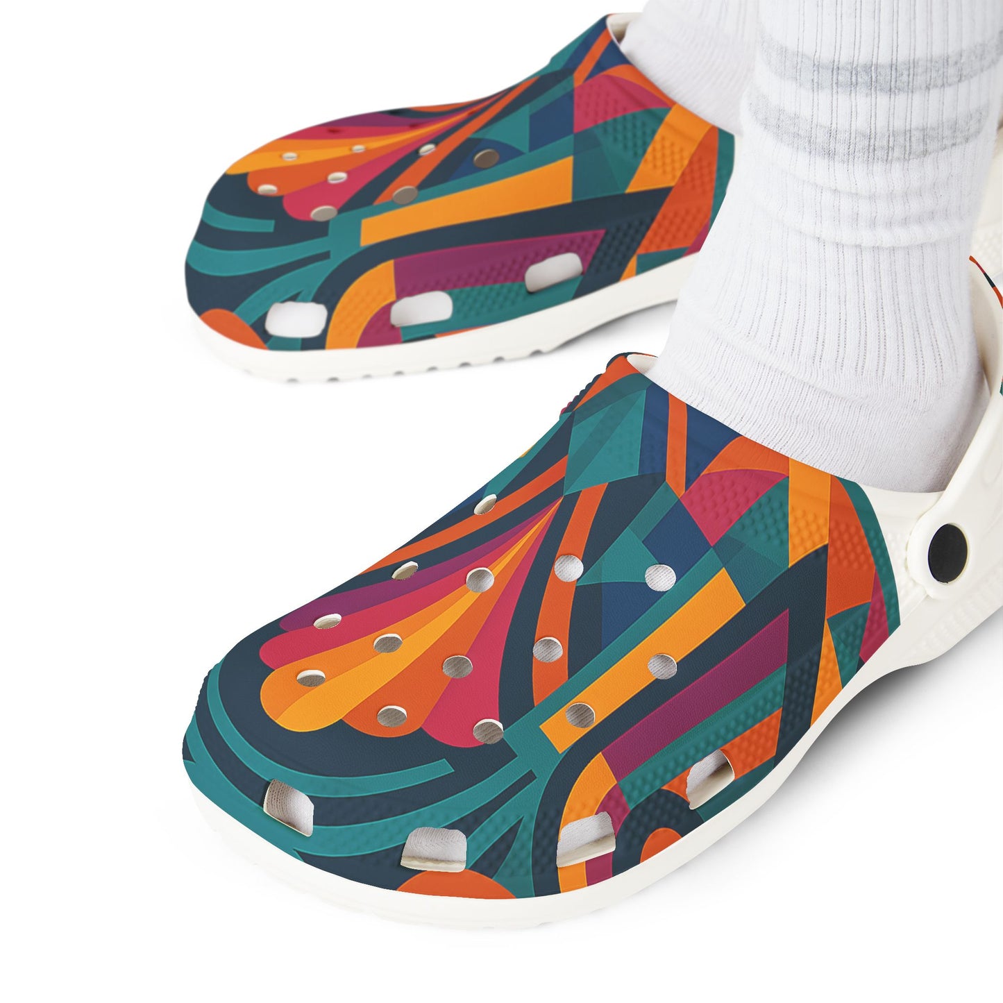 Vibrant AOP EVA Foam Shoes, Colorful Garden Clogs, Trendy Slippers, Urban Footwear, Summer Fashion, Festival Ready