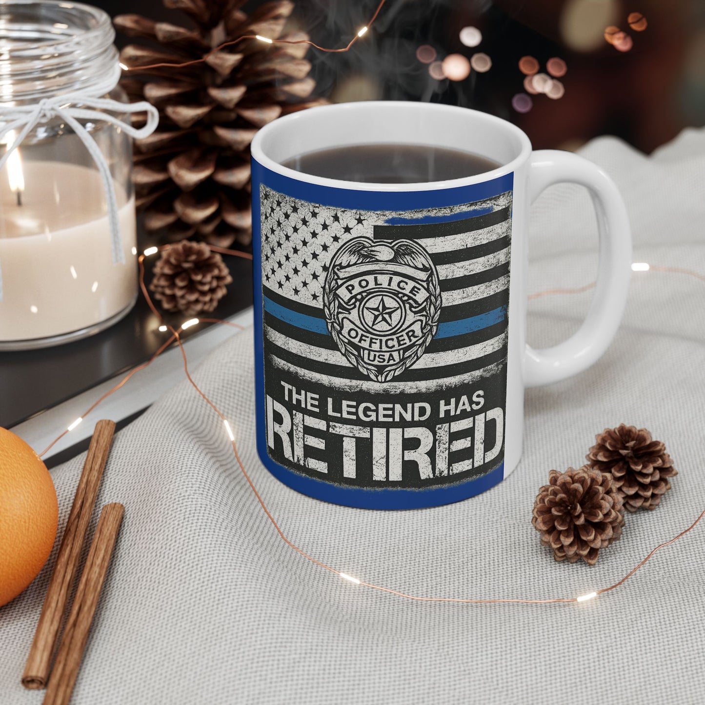 Thin Blue Line Ceramic Mug - Support Law Enforcement, Police Officer Gift, Blue Lives Matter, Patriotic Coffee Cup, Memorial Tribute