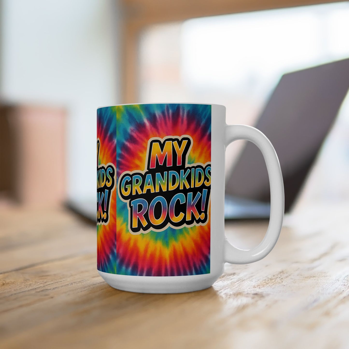Colorful Grandkids Rock Ceramic Mug - Perfect Gift for Grandparents, Family Gatherings, Birthdays, Mother's Day, Fun Vibes