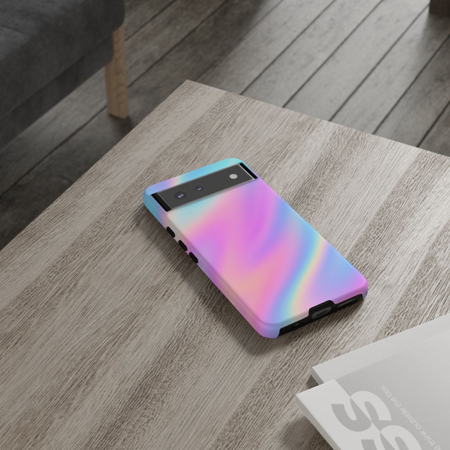 Colorful Holographic Phone Case, Tough Cases for iPhone, Trendy Phone Cover, Unique Gift for Her, Pastel Phone Accessory