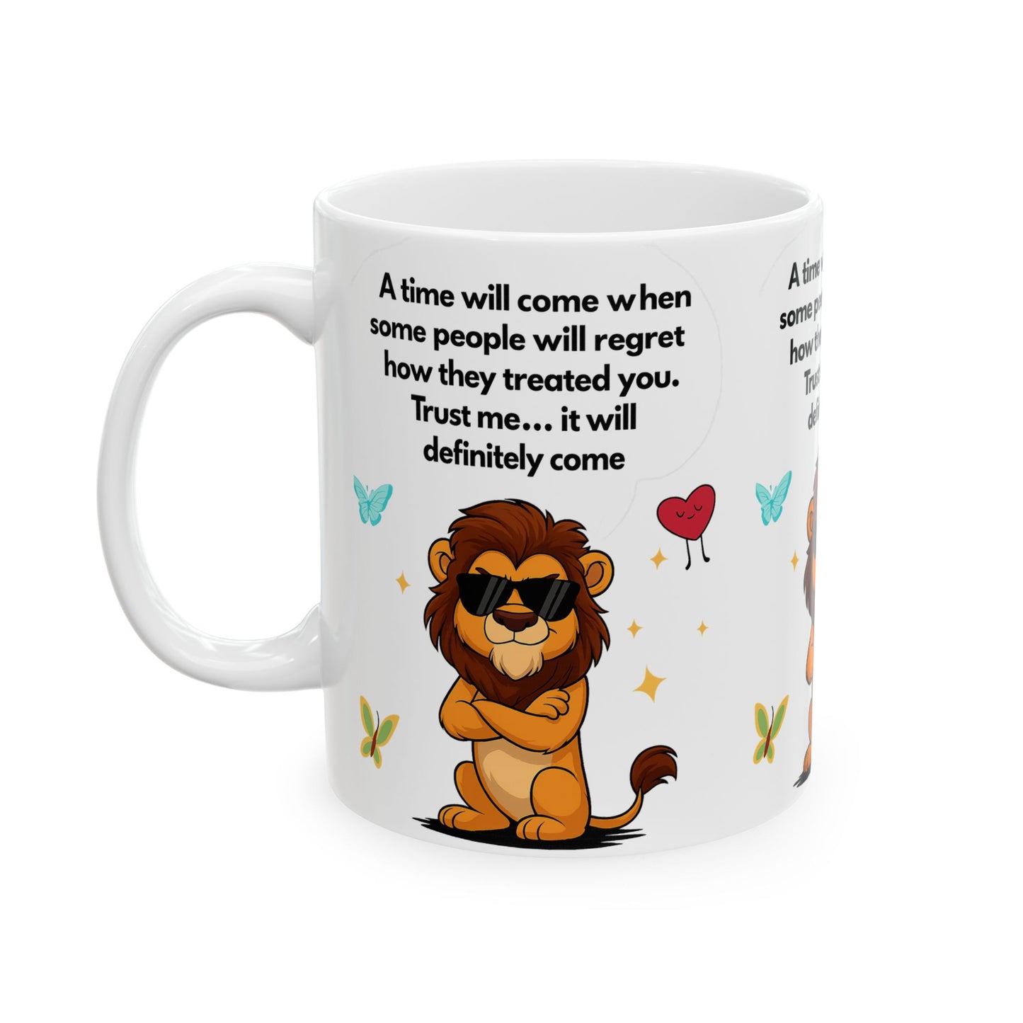 Confident Lion Quote Mug | Gift for Friends, Motivational Ceramic Mug, Cute Animal Design, Coffee Tea Cup, Positive Vibes