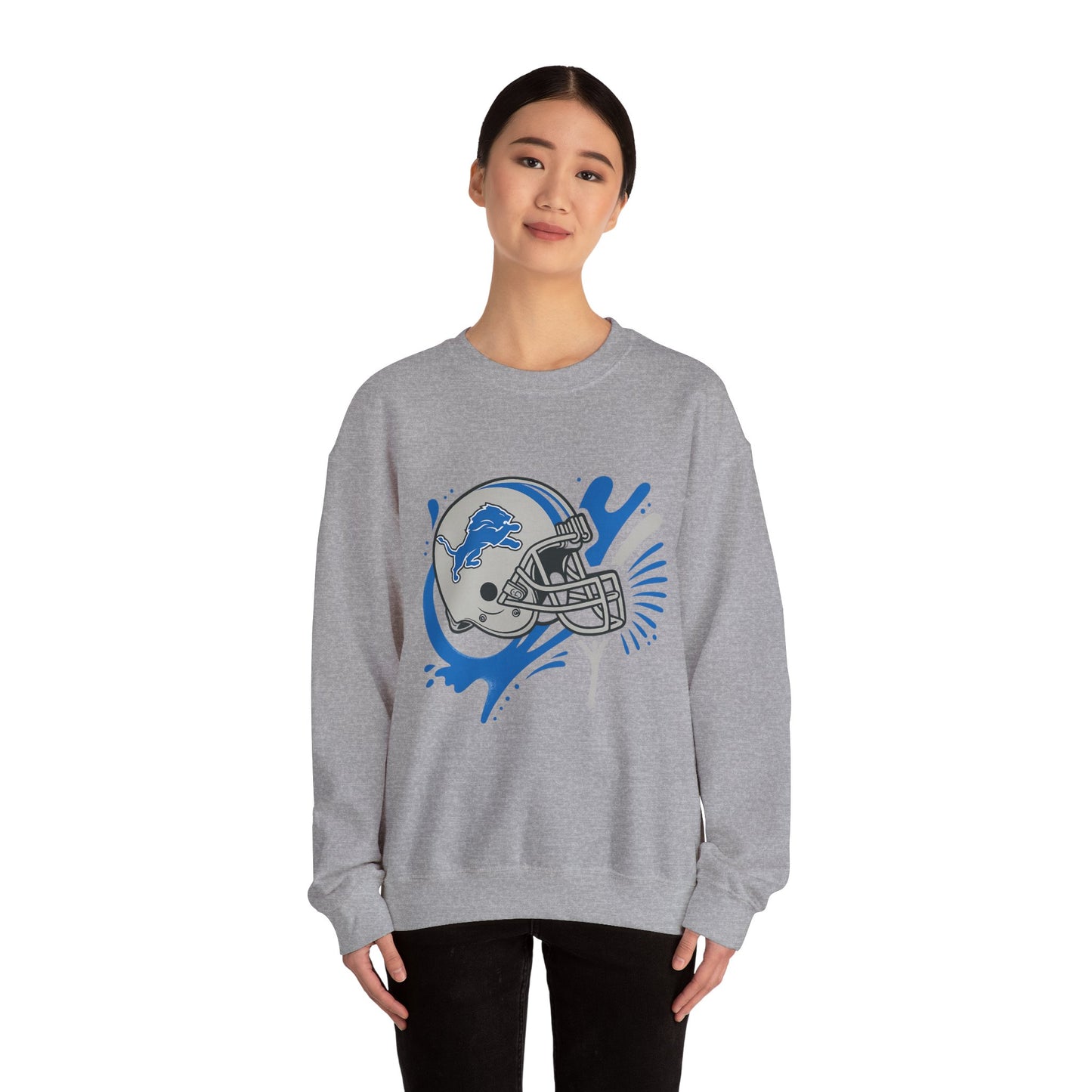 Detroit Lions Sweatshirt, Unisex Heavy Blend Crewneck, Game Day Apparel, Sports Fan Gift, NFL Team Merchandise, Casual Comfort