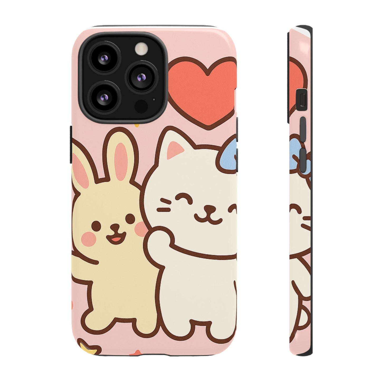Cute Animal Phone Case -Tough Cases with Bunny and Cat Design, Kawaii Gift for Kids, Birthday, Everyday Use, Phone Accessories, teenage girl
