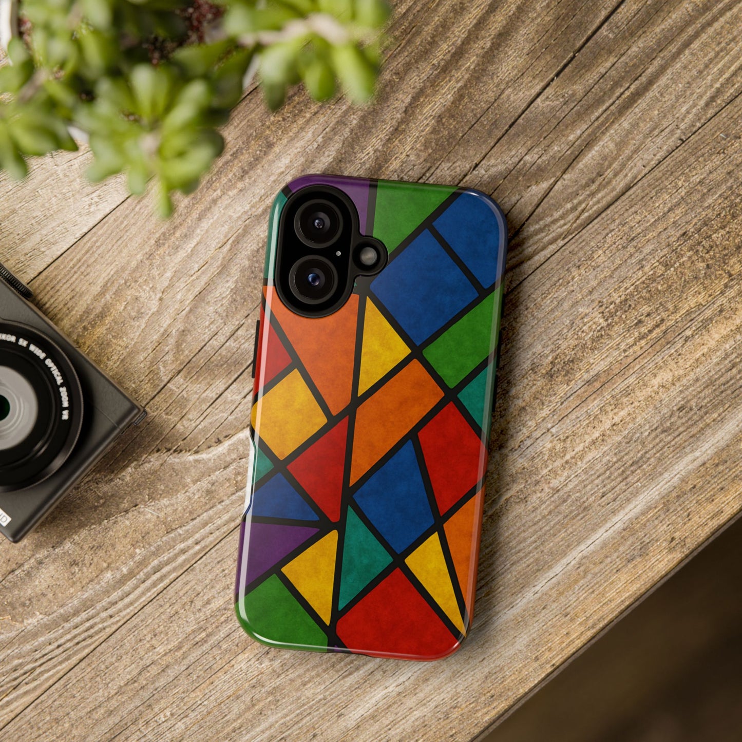 Colorful Phone Case, Stained Glass Pattern, Artistic Phone Cover, Unique Smartphone Protection, Vibrant Gift for All Occasions