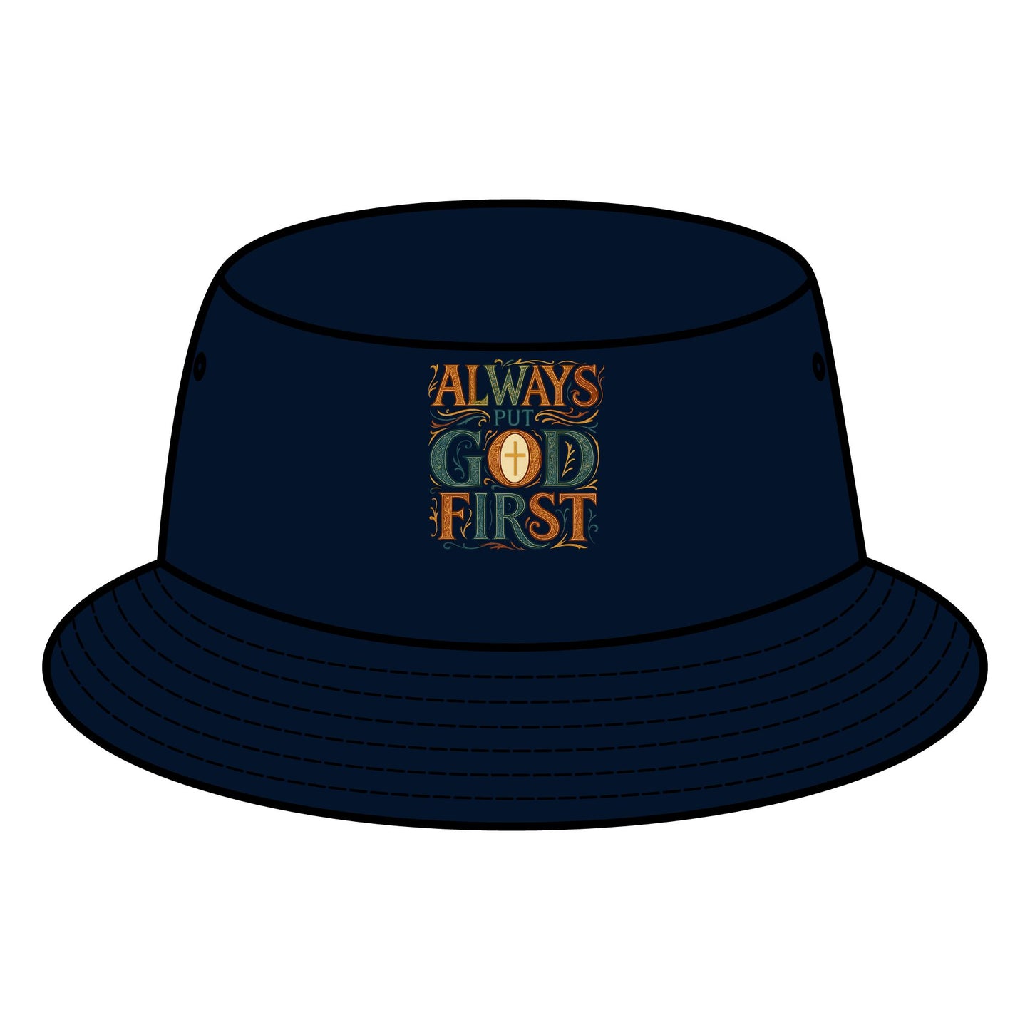 Bucket Hat with "Always Put God First" Design - Faith-Based Accessories, Trendy Summer Hat, Thoughtful Gift for Believers, Church Events
