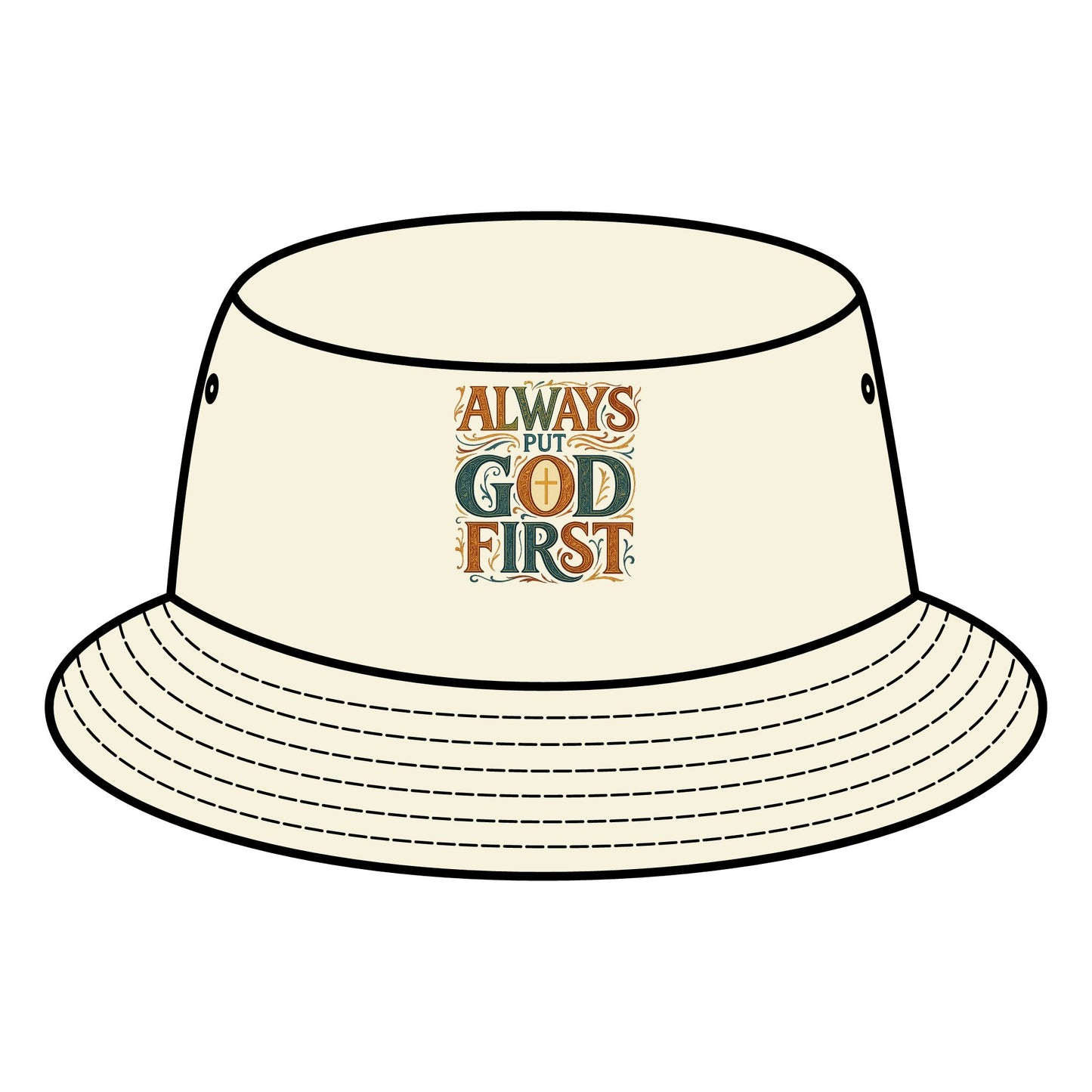 Bucket Hat with "Always Put God First" Design - Faith-Based Accessories, Trendy Summer Hat, Thoughtful Gift for Believers, Church Events