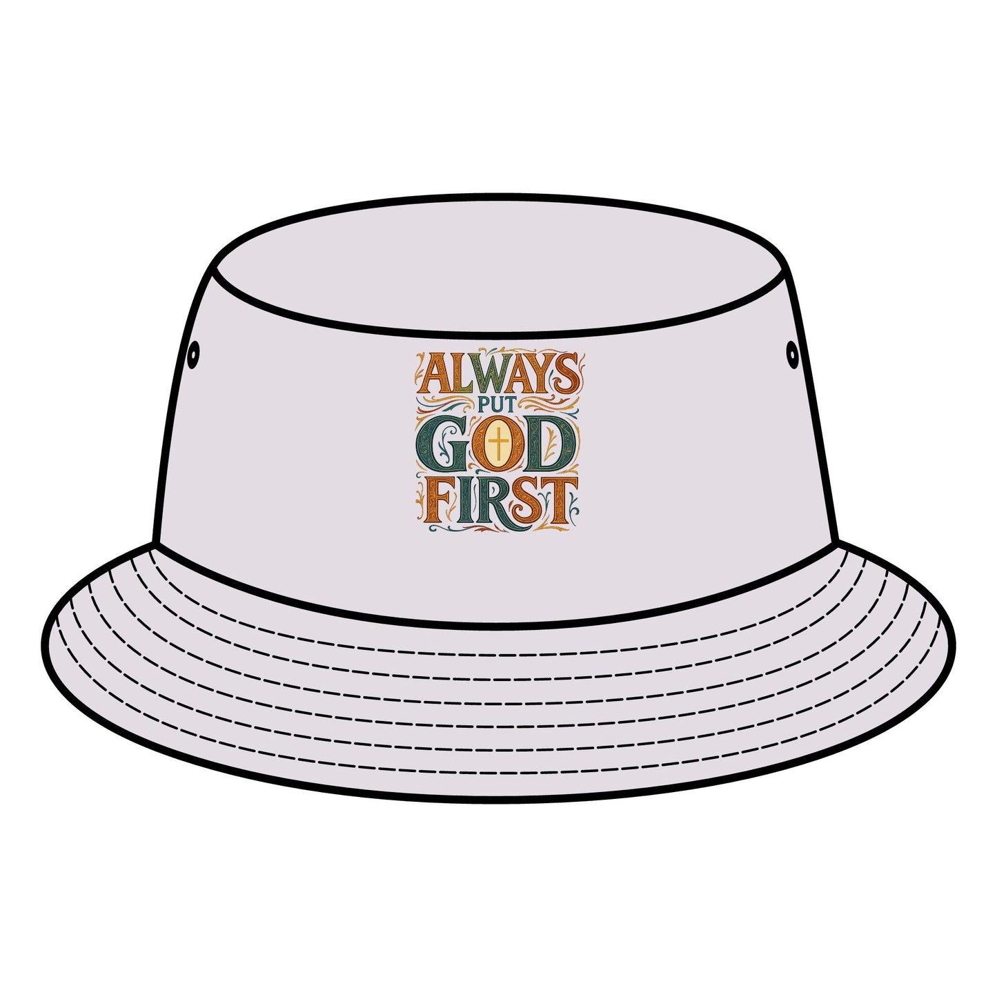 Bucket Hat with "Always Put God First" Design - Faith-Based Accessories, Trendy Summer Hat, Thoughtful Gift for Believers, Church Events