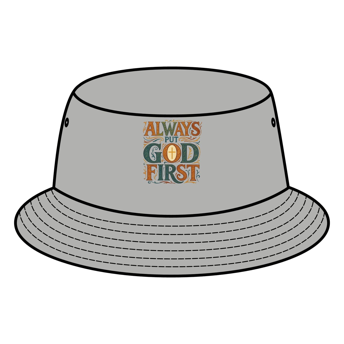Bucket Hat with "Always Put God First" Design - Faith-Based Accessories, Trendy Summer Hat, Thoughtful Gift for Believers, Church Events