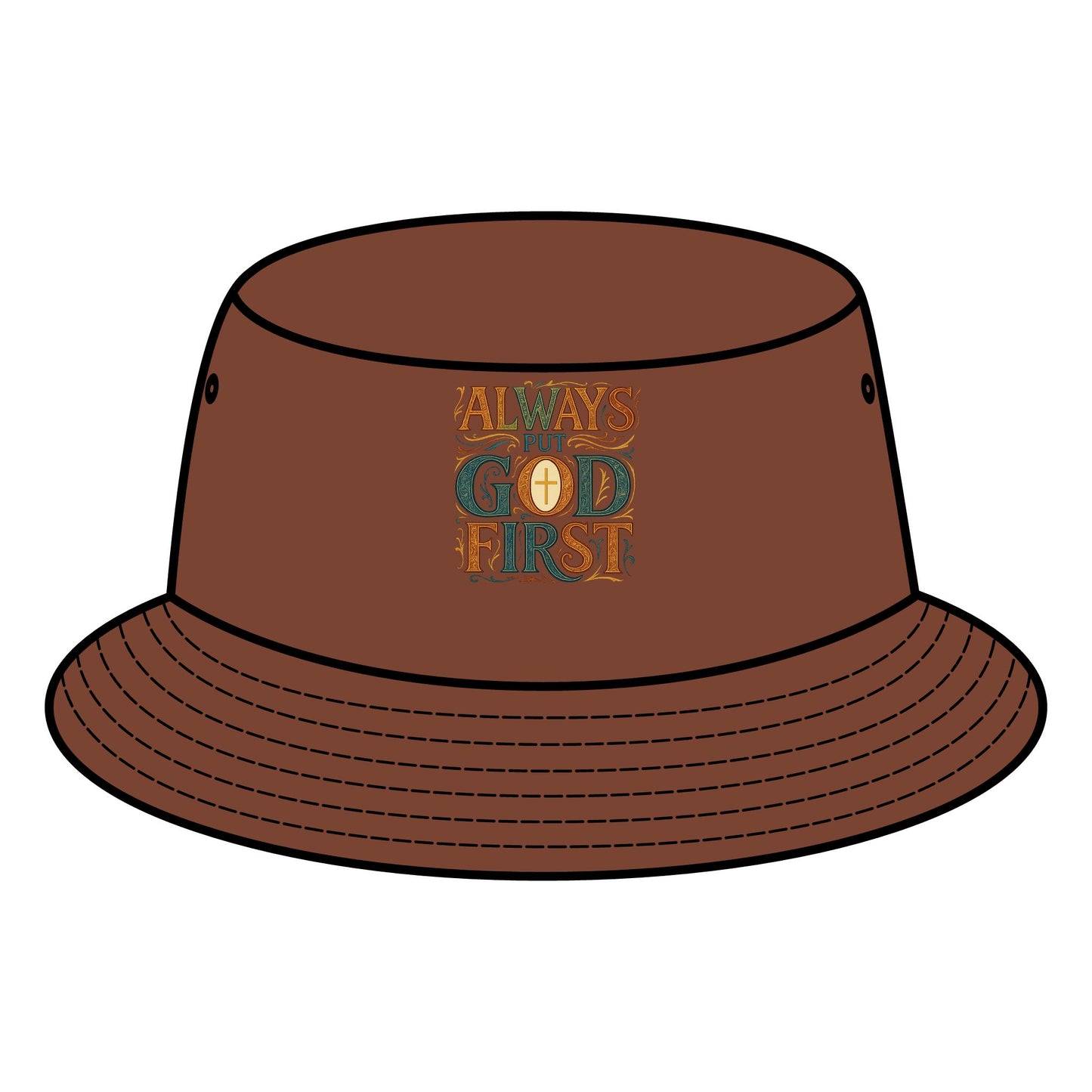 Bucket Hat with "Always Put God First" Design - Faith-Based Accessories, Trendy Summer Hat, Thoughtful Gift for Believers, Church Events