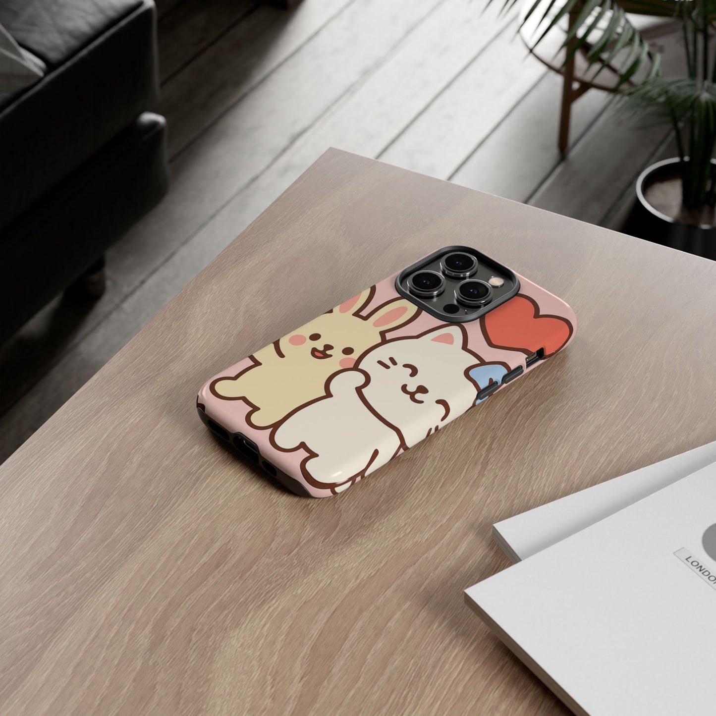 Cute Animal Phone Case -Tough Cases with Bunny and Cat Design, Kawaii Gift for Kids, Birthday, Everyday Use, Phone Accessories, teenage girl