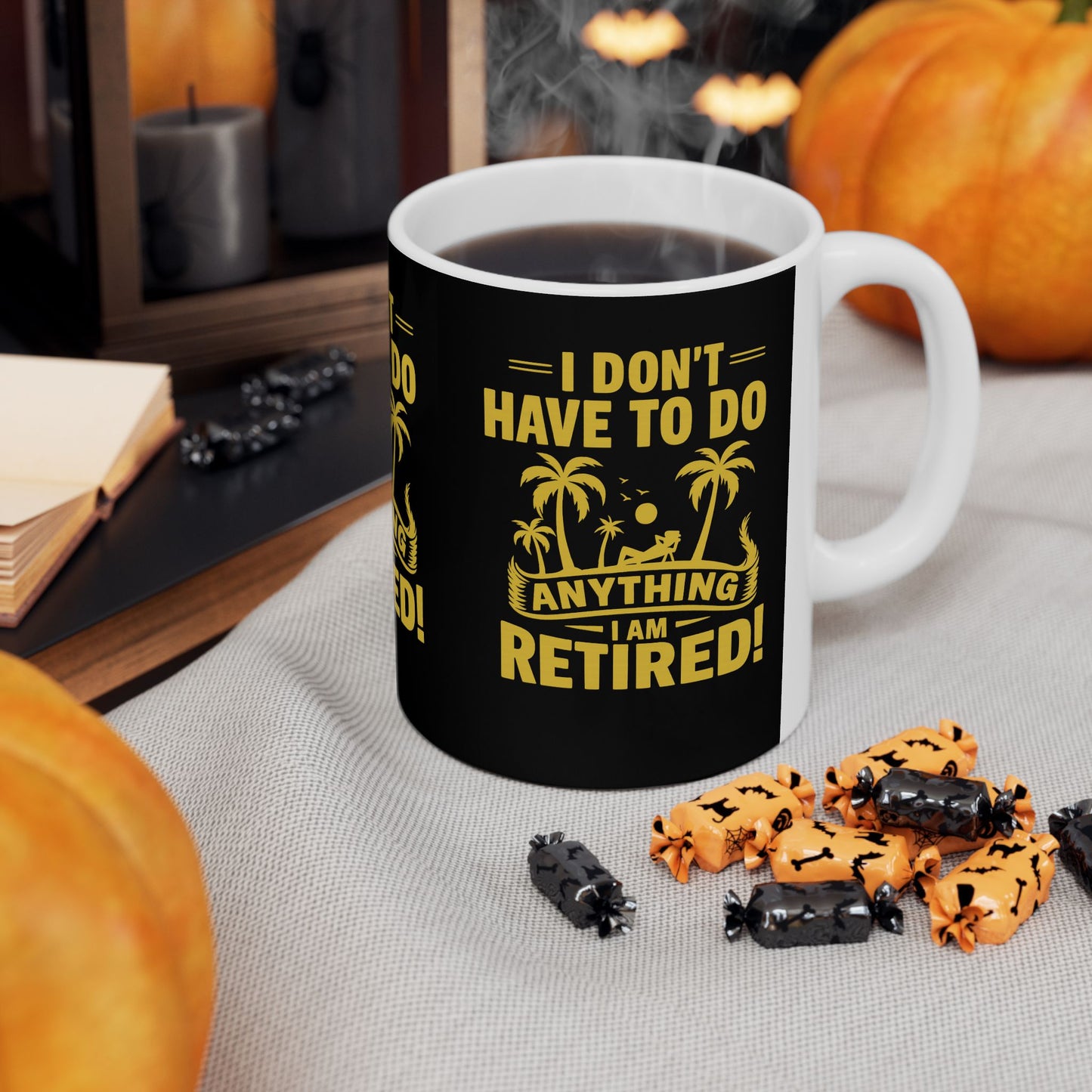 Retirement Celebration Ceramic Mug - Funny Retired Gift, Coffee Mug, Tropical Vibe, Retirement Humor, Relaxation Cup