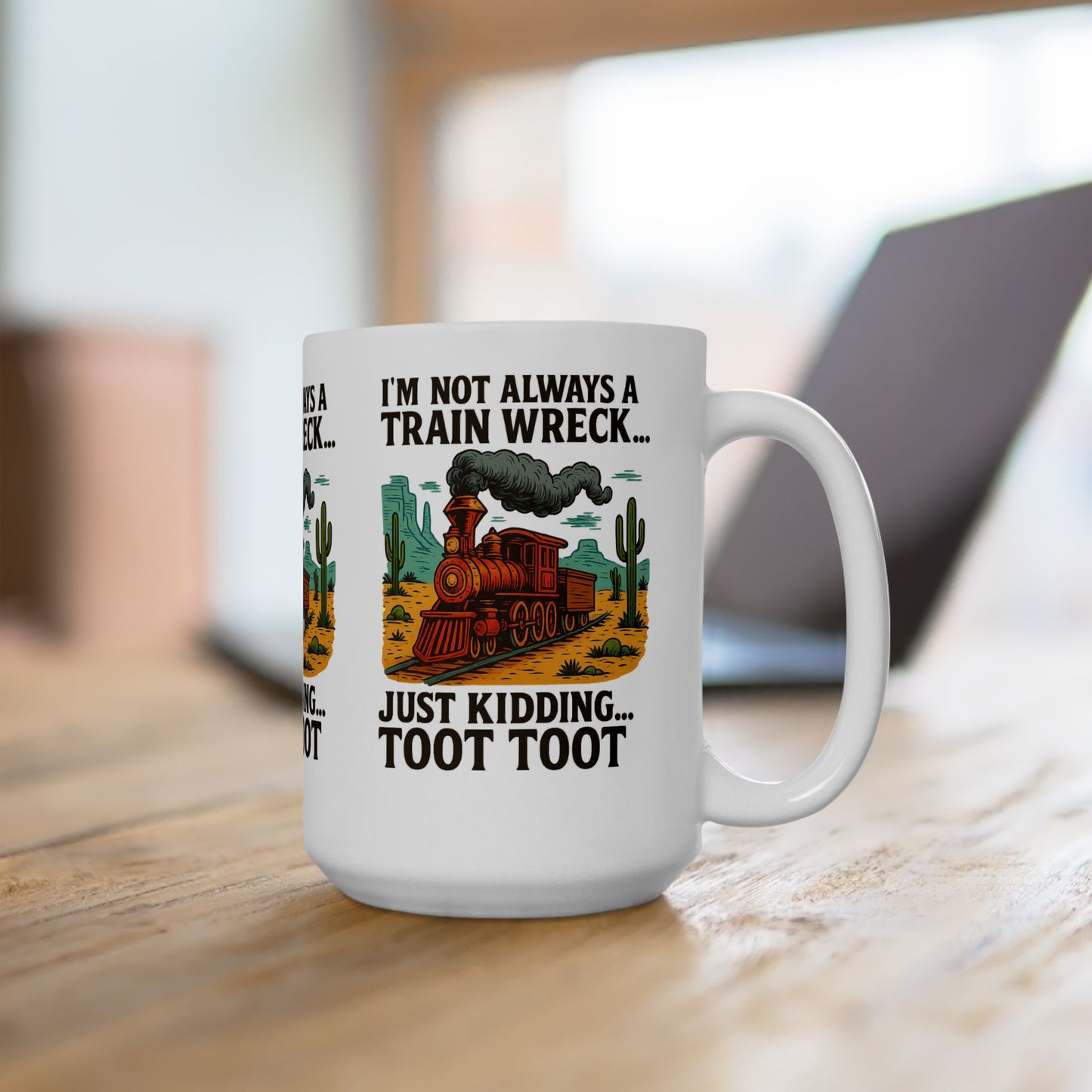 Humorous Trainwreck Mug - Perfect Gift, Funny Coffee Tea Cup, 11oz, 15oz, Ideal for Birthdays, Holidays, Train Lovers