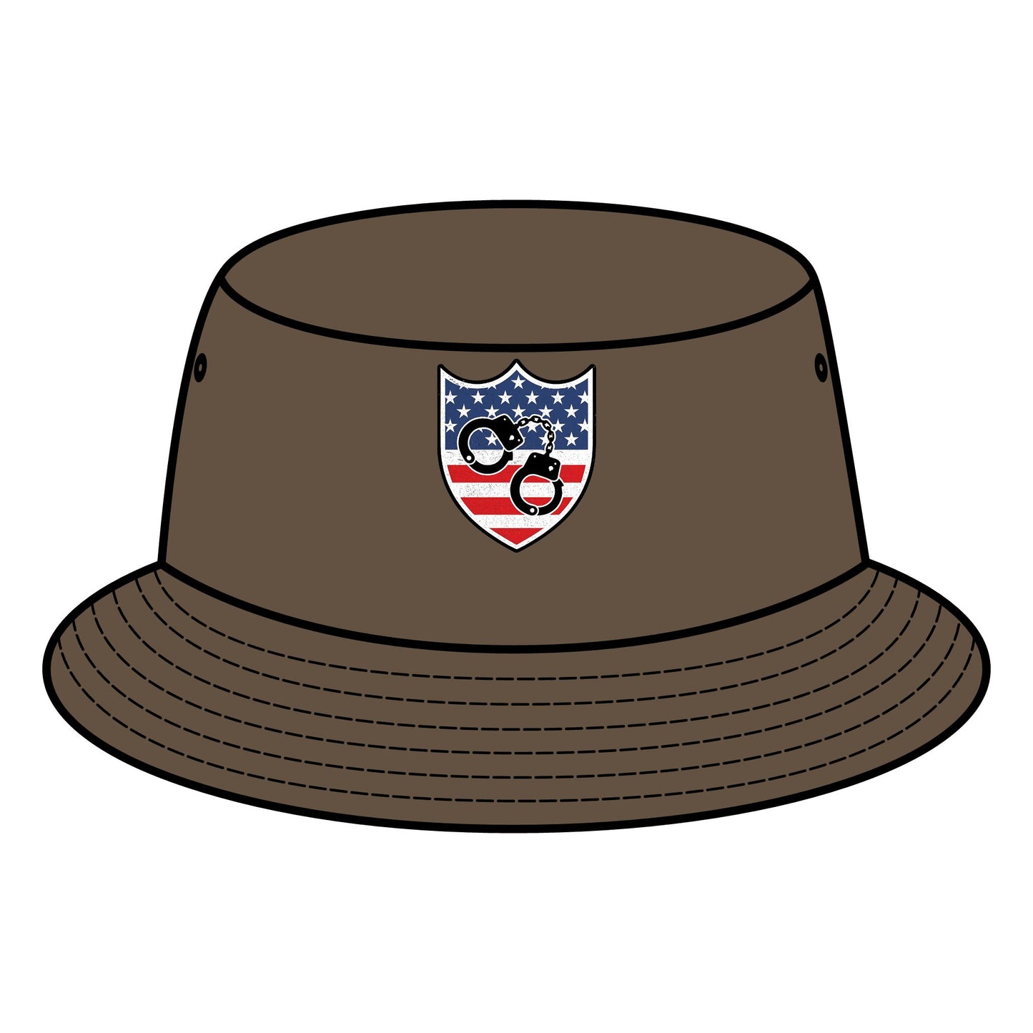 Patriotic Bucket Hat with Shield Design, Summer Sun Hat, Trendy Accessory, Gift for Outdoor Lovers, Stylish Festival Apparel