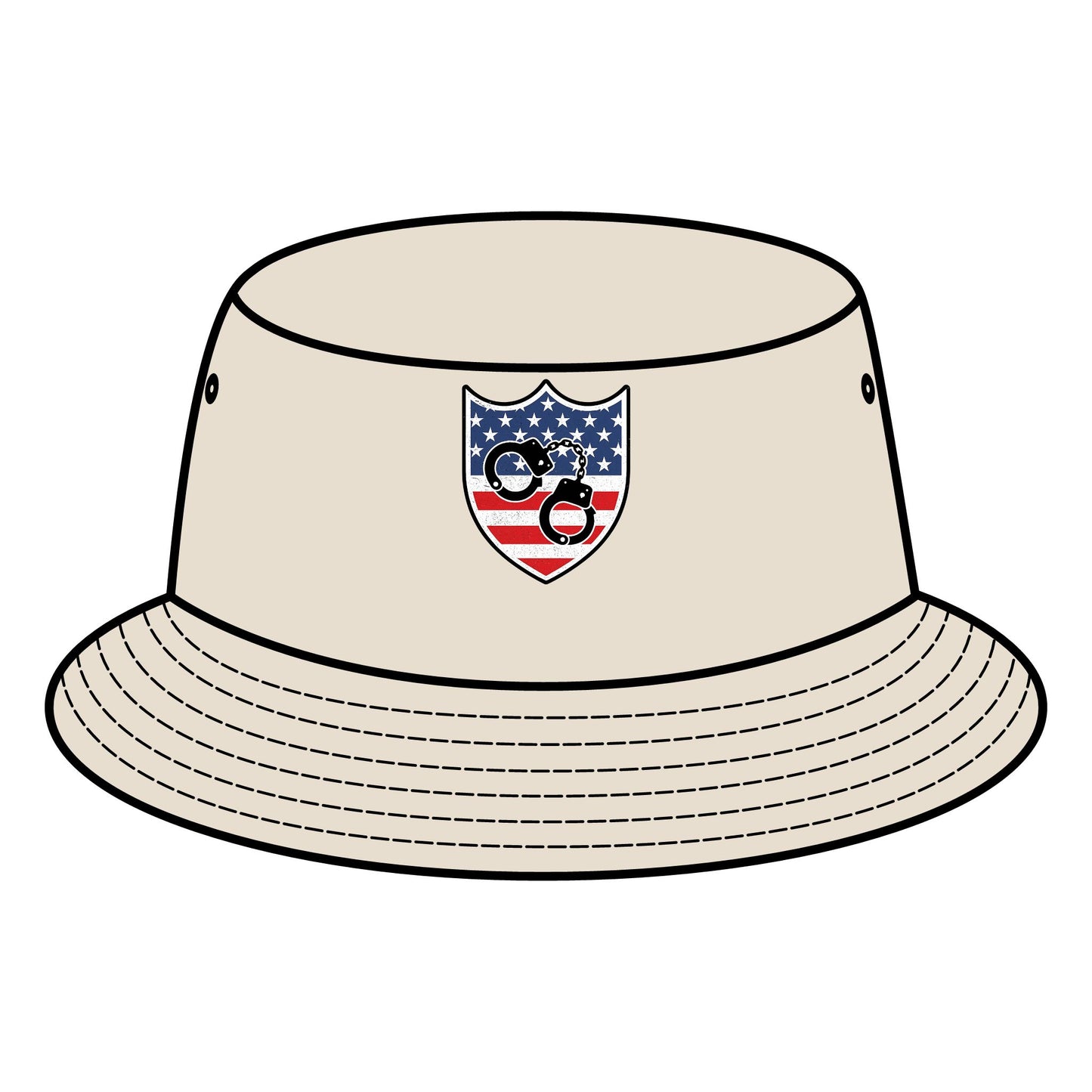 Patriotic Bucket Hat with Shield Design, Summer Sun Hat, Trendy Accessory, Gift for Outdoor Lovers, Stylish Festival Apparel