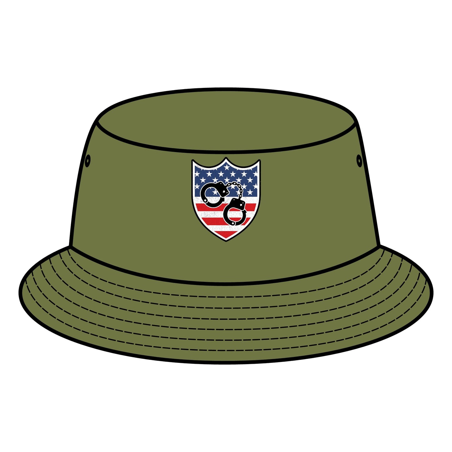 Patriotic Bucket Hat with Shield Design, Summer Sun Hat, Trendy Accessory, Gift for Outdoor Lovers, Stylish Festival Apparel