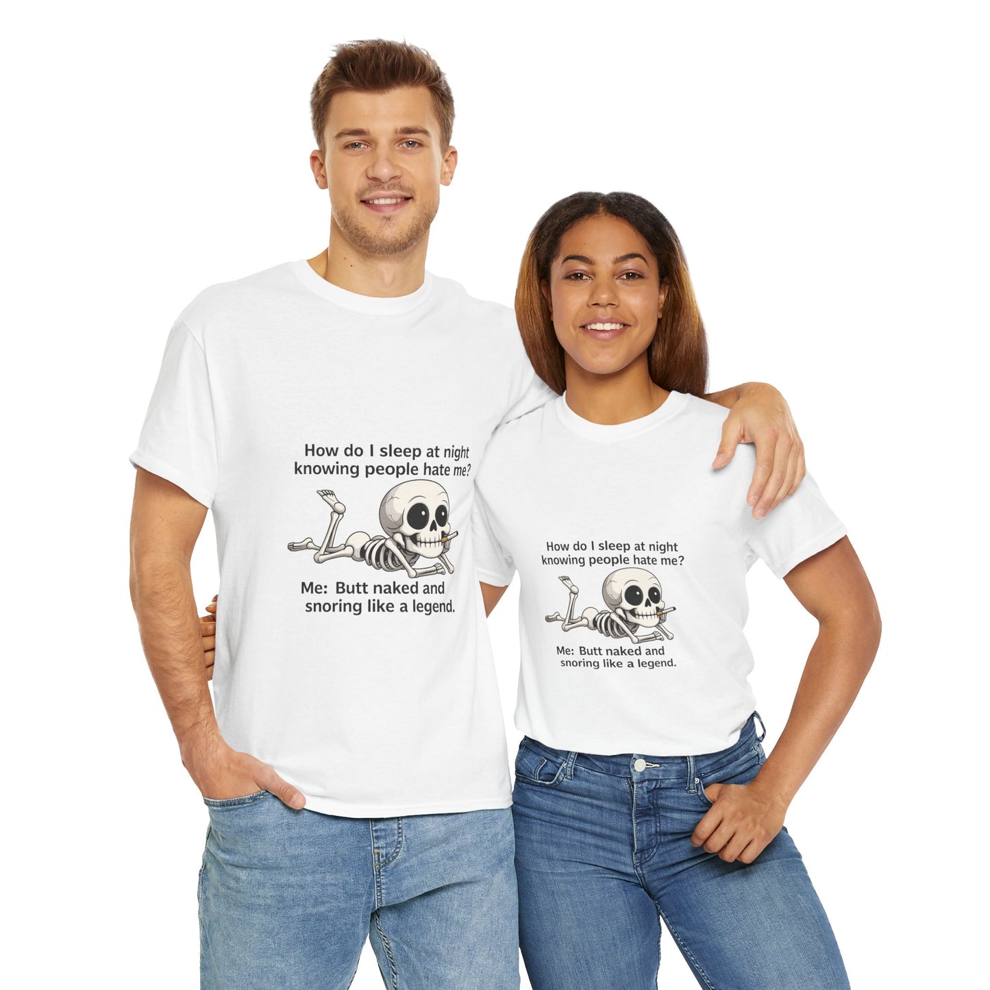 Funny Skeleton Tee, Humorous Cotton Shirt, Casual Unisex T-shirt, Gift for Friends, Halloween Apparel, Comfy Daily Wear