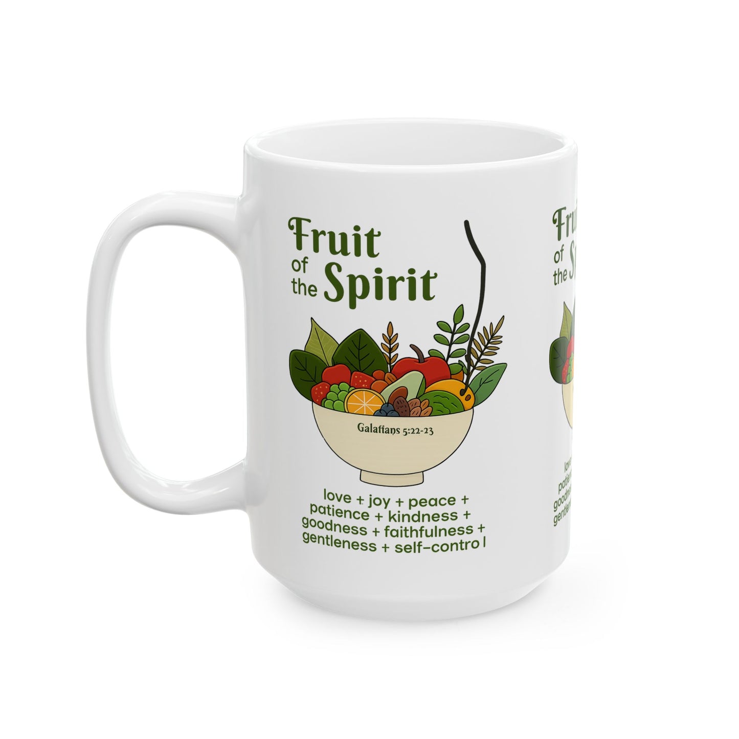 Inspirational Ceramic Mug, Fruit of the Spirit Gift, Christian Coffee Cup, 11oz, 15oz, Encouragement Mug, Religious Kitchenware
