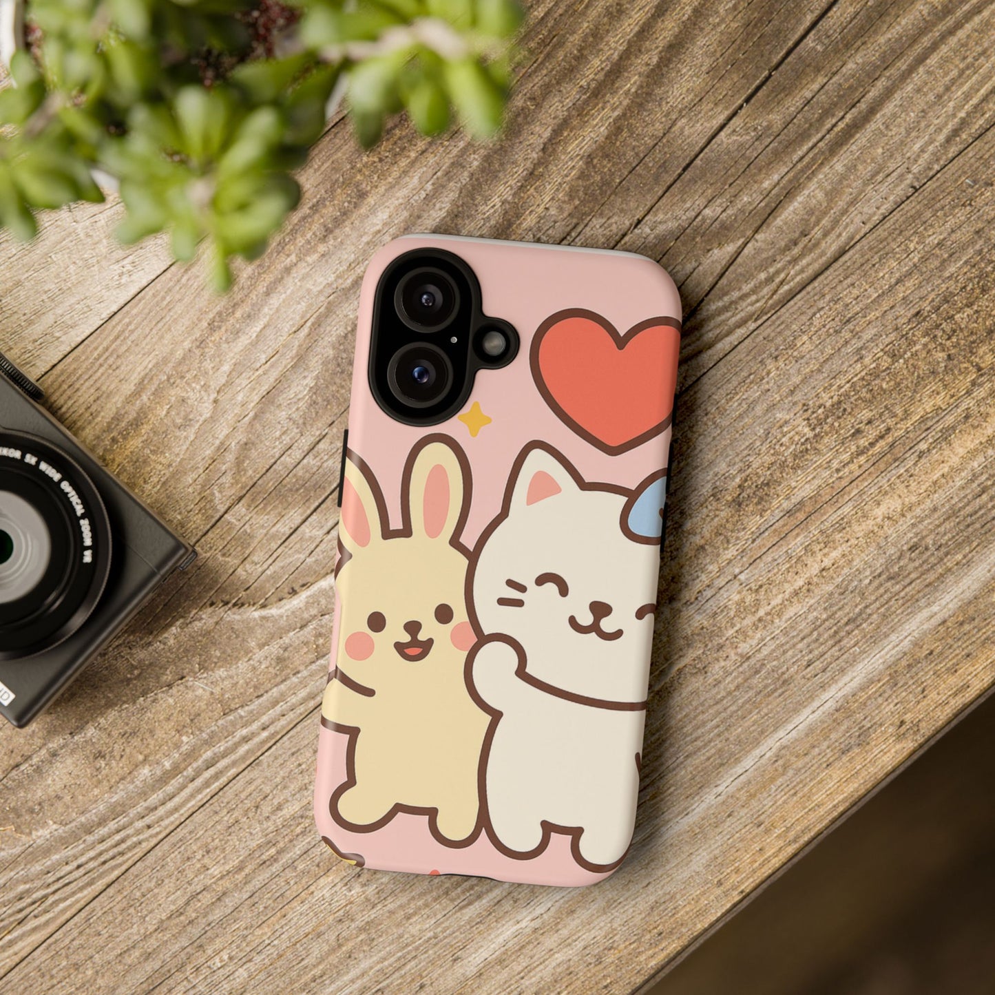 Cute Animal Phone Case -Tough Cases with Bunny and Cat Design, Kawaii Gift for Kids, Birthday, Everyday Use, Phone Accessories, teenage girl