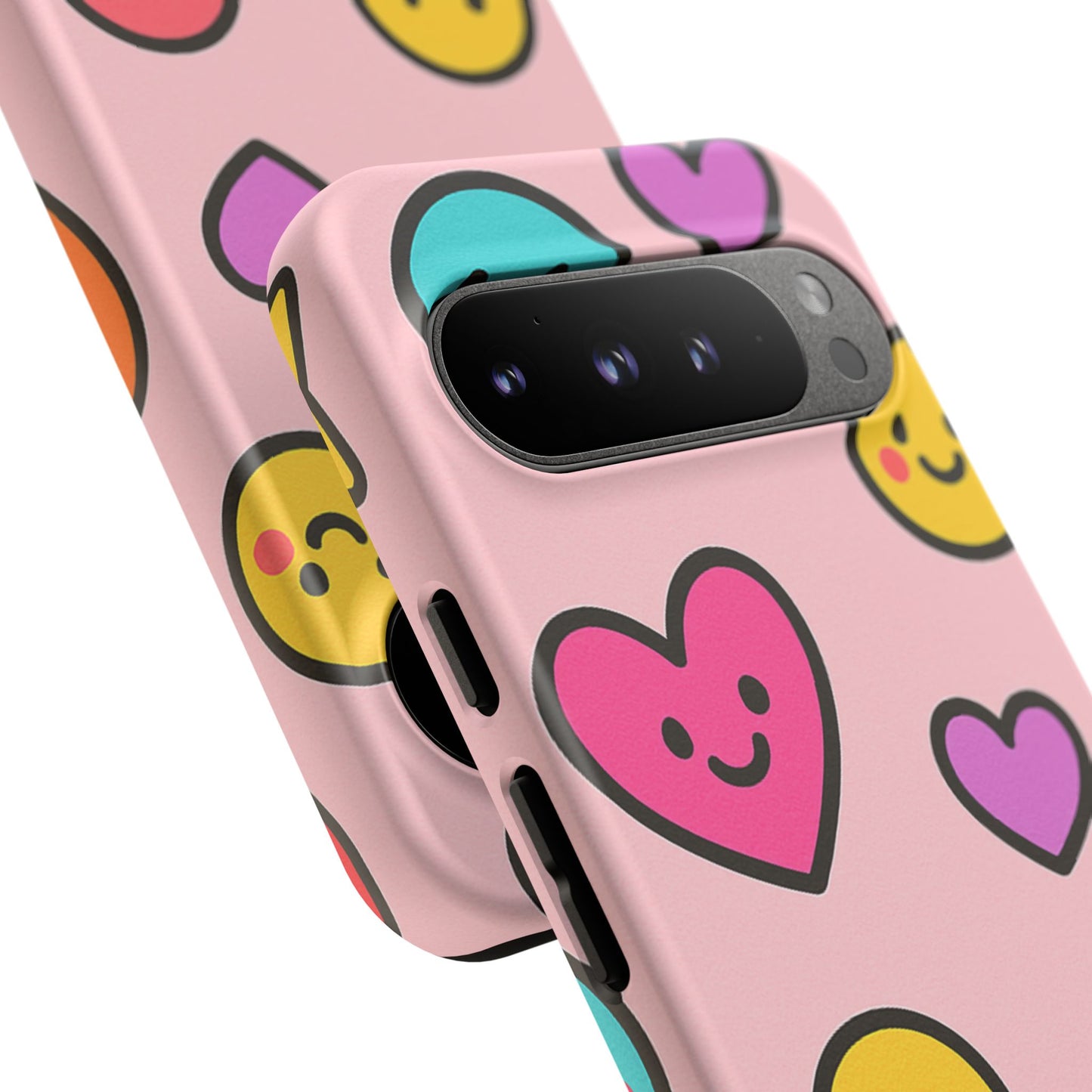 Cute Phone Case with Smiley Faces and Hearts, Fun Gift for Kids and Teens, Cellphone Protector, Birthday Present, Cute Accessories