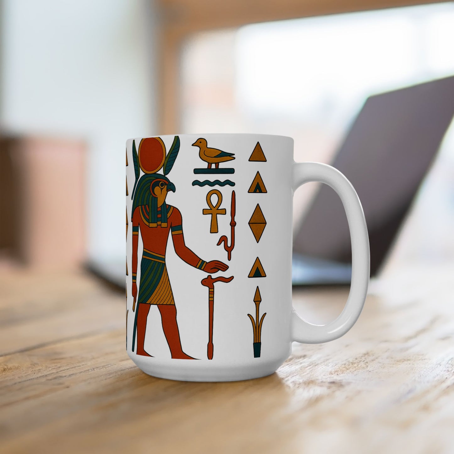 Egyptian Art Ceramic Mug - 11oz & 15oz | Unique Gift, Home Decor, Coffee Cup, Egyptian Theme, Ancient Egypt