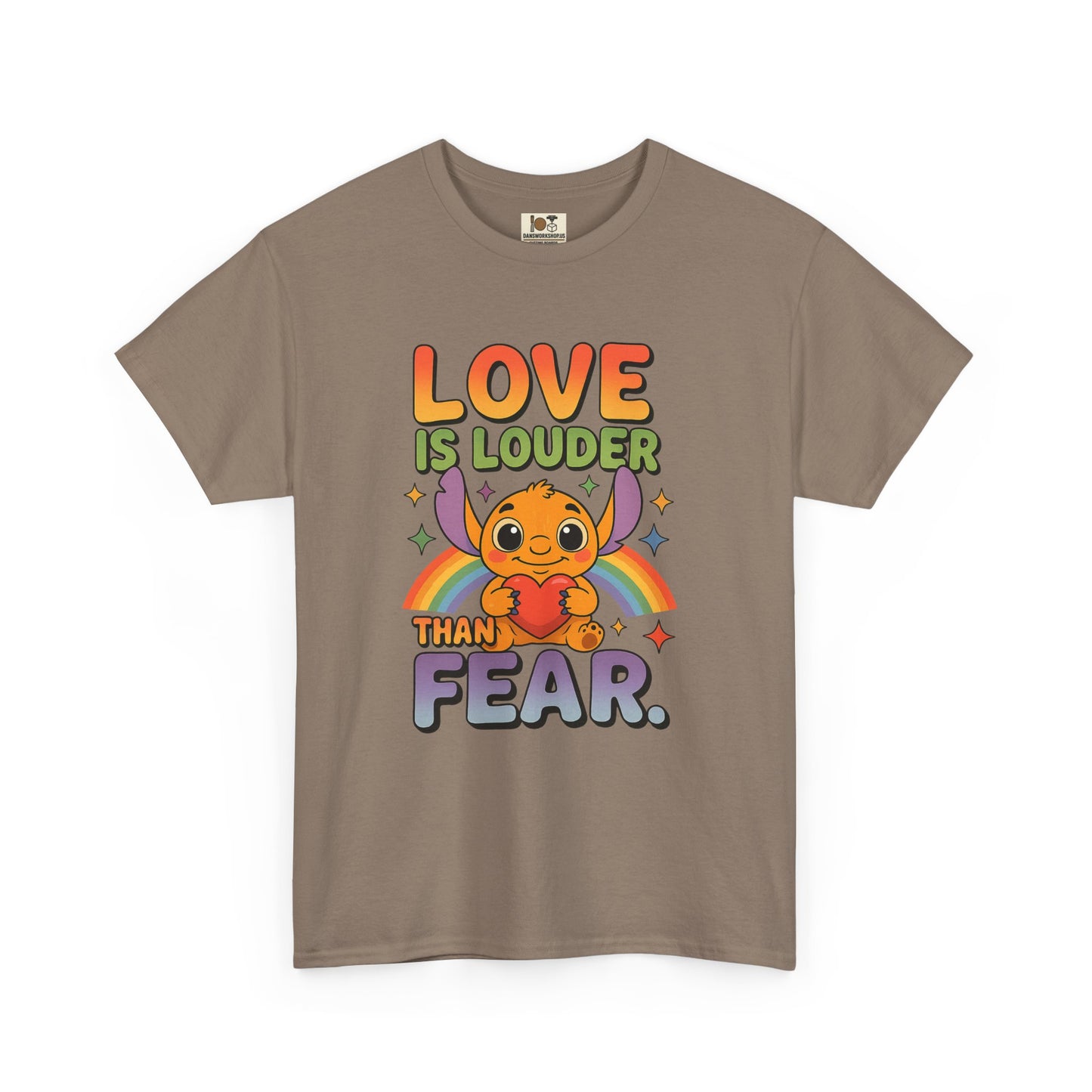 Love is Louder Unisex Heavy Cotton Tee, Positive Vibes Shirt, Pride Apparel, Gift for Friends, Fearless Fashion, Rainbow Graphic Tee