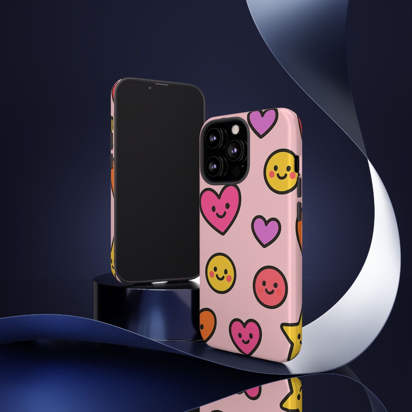 Cute Phone Case with Smiley Faces and Hearts, Fun Gift for Kids and Teens, Cellphone Protector, Birthday Present, Cute Accessories
